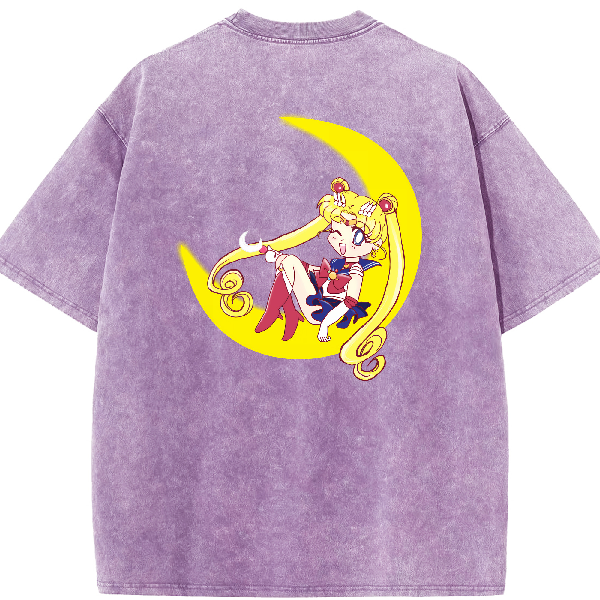 （画像用） 美少女戦士セーラームーン 月野 うさぎ つきの うさぎ Sailor Moon Tsukino Usagi 綿100% ヴィンテージ風 半袖Tシャツ（背面プリント）