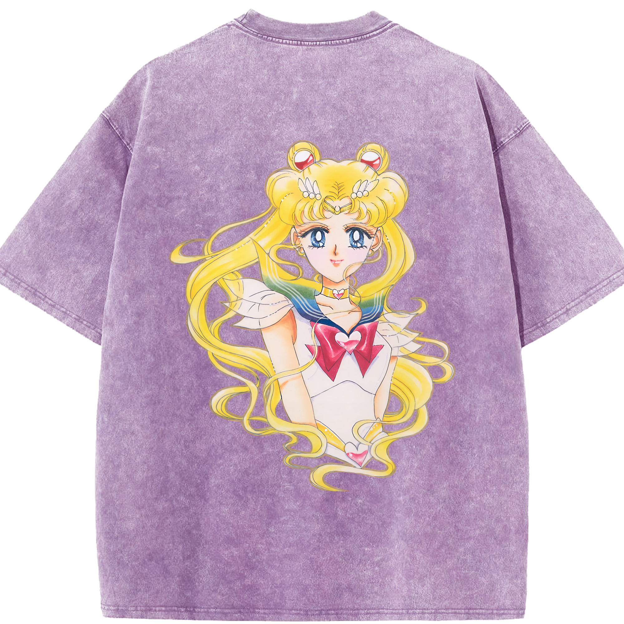 （画像用） 美少女戦士セーラームーン 月野 うさぎ つきの うさぎ Sailor Moon Tsukino Usagi 綿100% ヴィンテージ風 半袖Tシャツ（背面プリント）