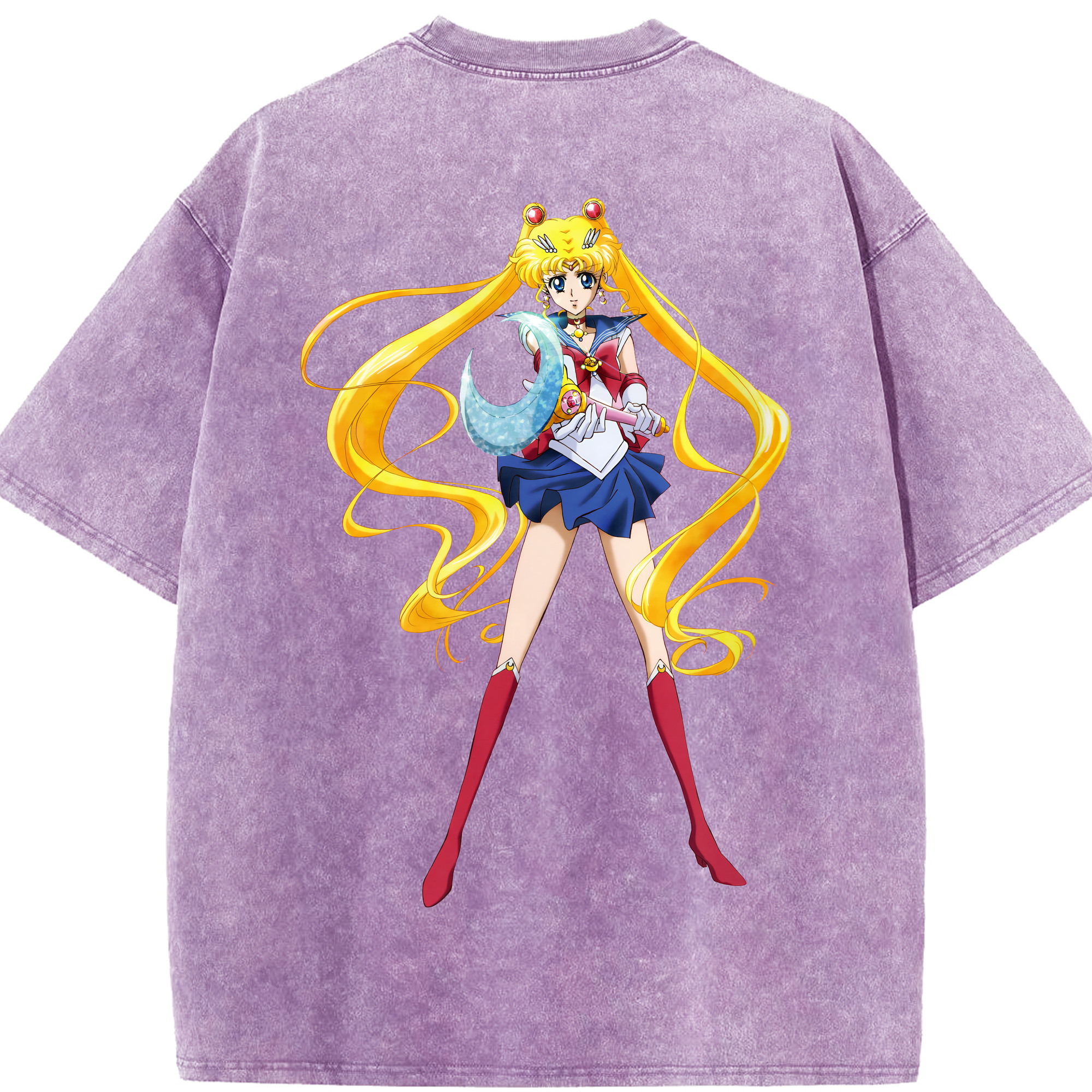 （画像用） 美少女戦士セーラームーン 月野 うさぎ つきの うさぎ Sailor Moon Tsukino Usagi 綿100% ヴィンテージ風 半袖Tシャツ（背面プリント）