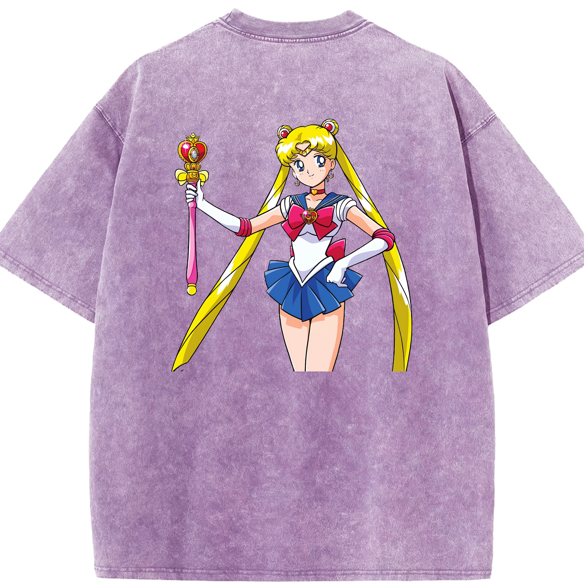 （画像用） 美少女戦士セーラームーン 月野 うさぎ つきの うさぎ Sailor Moon Tsukino Usagi 綿100% ヴィンテージ風 半袖Tシャツ（背面プリント）