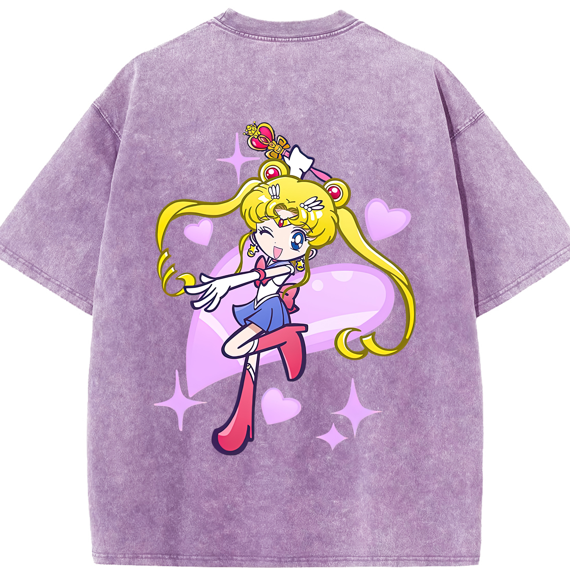 （画像用） 美少女戦士セーラームーン 月野 うさぎ つきの うさぎ Sailor Moon Tsukino Usagi 綿100% ヴィンテージ風 半袖Tシャツ（背面プリント）