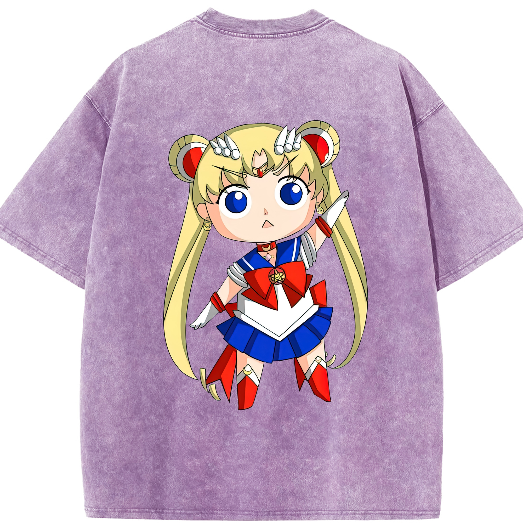（画像用） 美少女戦士セーラームーン 月野 うさぎ つきの うさぎ Sailor Moon Tsukino Usagi 綿100% ヴィンテージ風 半袖Tシャツ（背面プリント）