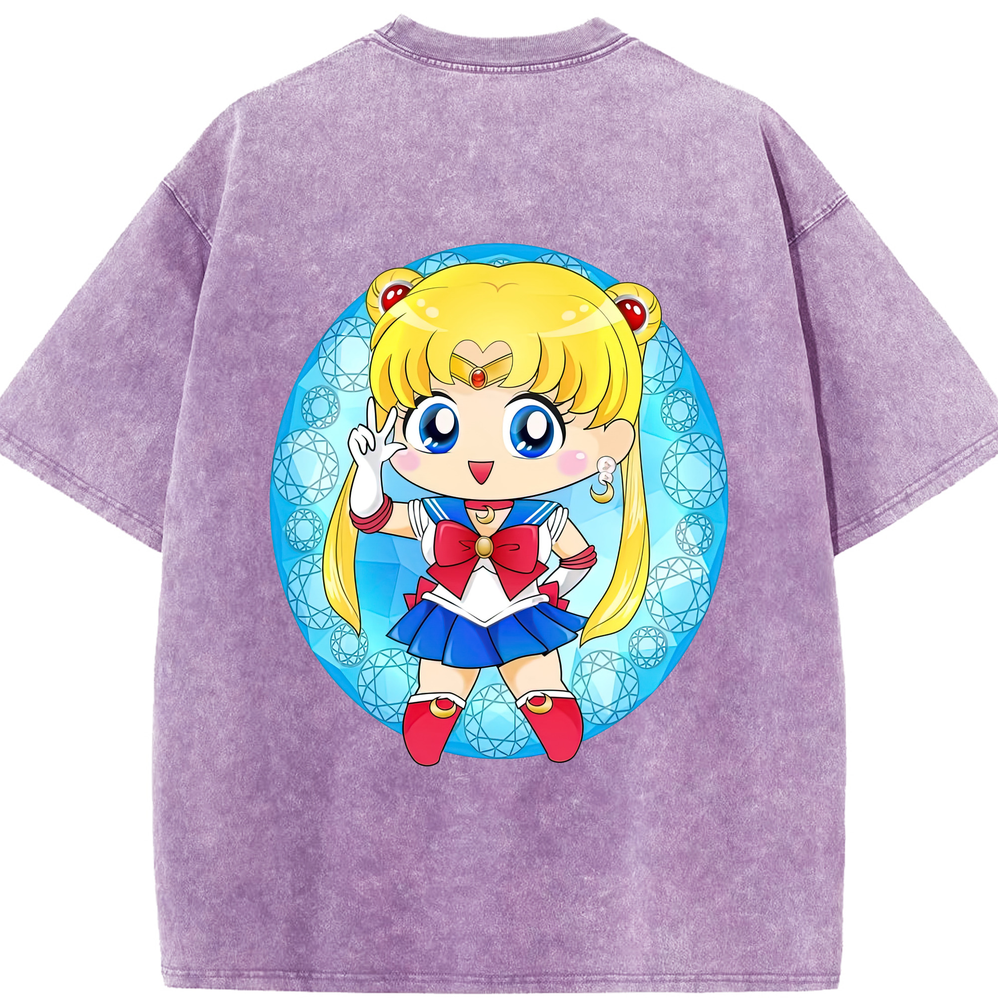 （画像用） 美少女戦士セーラームーン 月野 うさぎ つきの うさぎ Sailor Moon Tsukino Usagi 綿100% ヴィンテージ風 半袖Tシャツ（背面プリント）