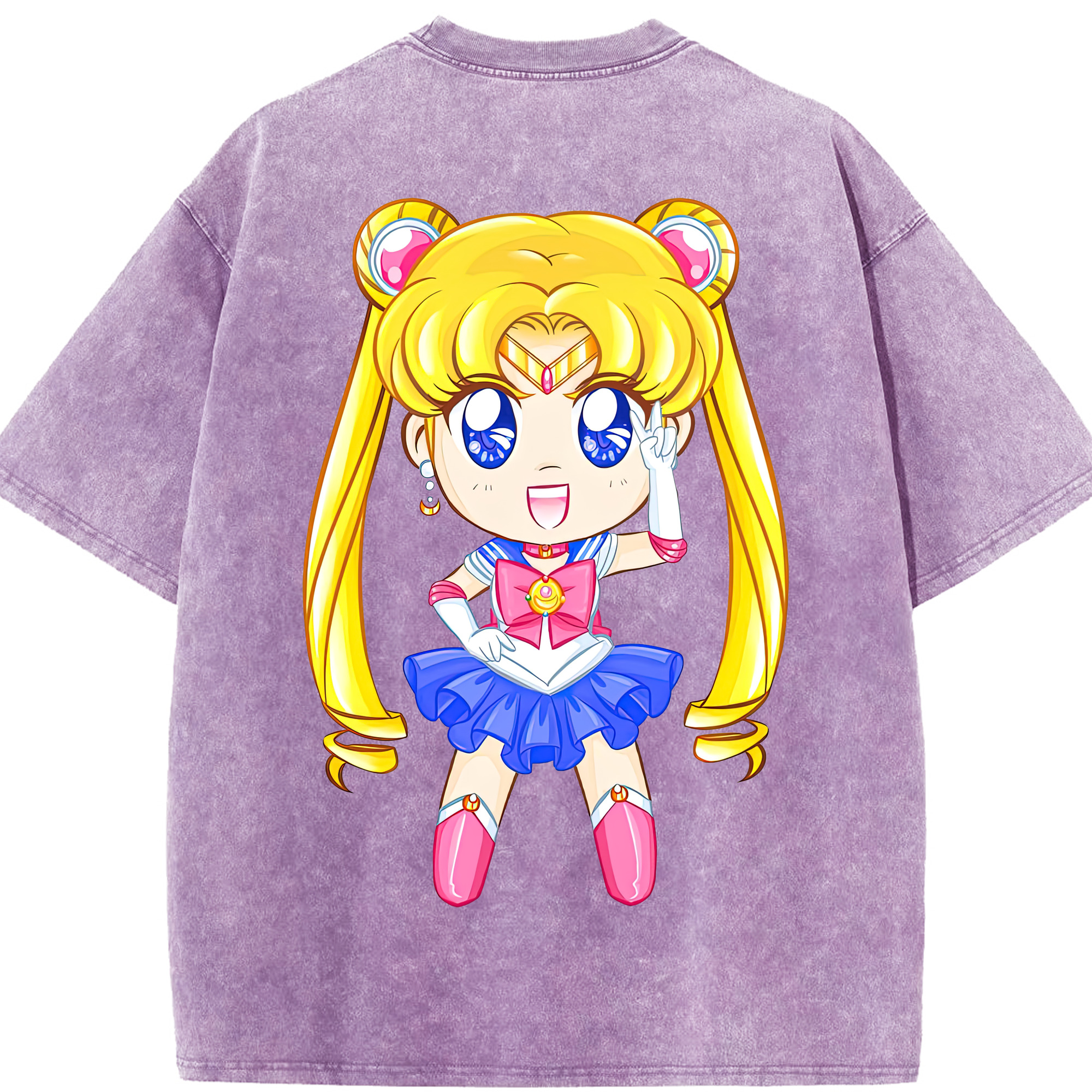 （画像用） 美少女戦士セーラームーン 月野 うさぎ つきの うさぎ Sailor Moon Tsukino Usagi 綿100% ヴィンテージ風 半袖Tシャツ（背面プリント）