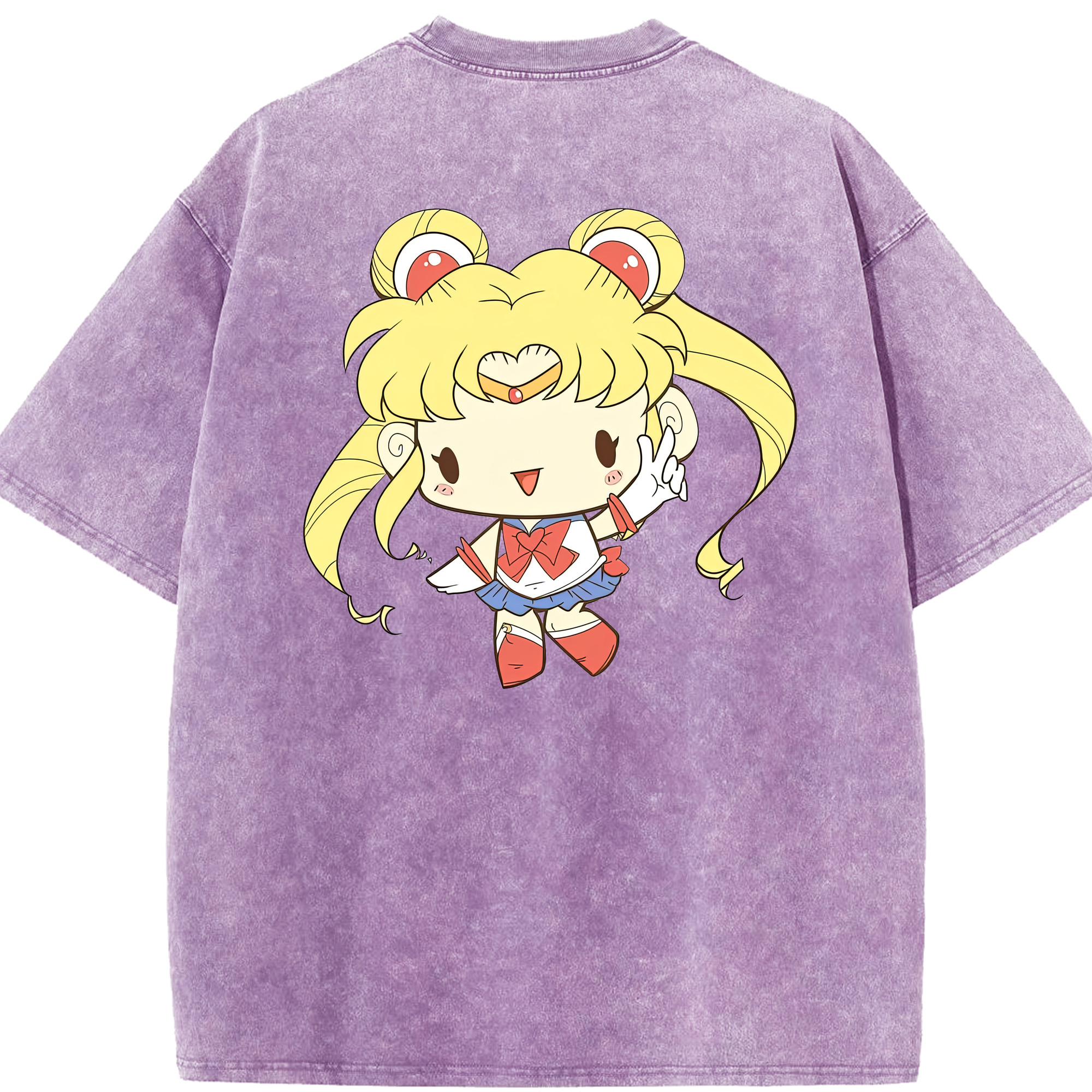 （画像用） 美少女戦士セーラームーン 月野 うさぎ つきの うさぎ Sailor Moon Tsukino Usagi 綿100% ヴィンテージ風 半袖Tシャツ（背面プリント）
