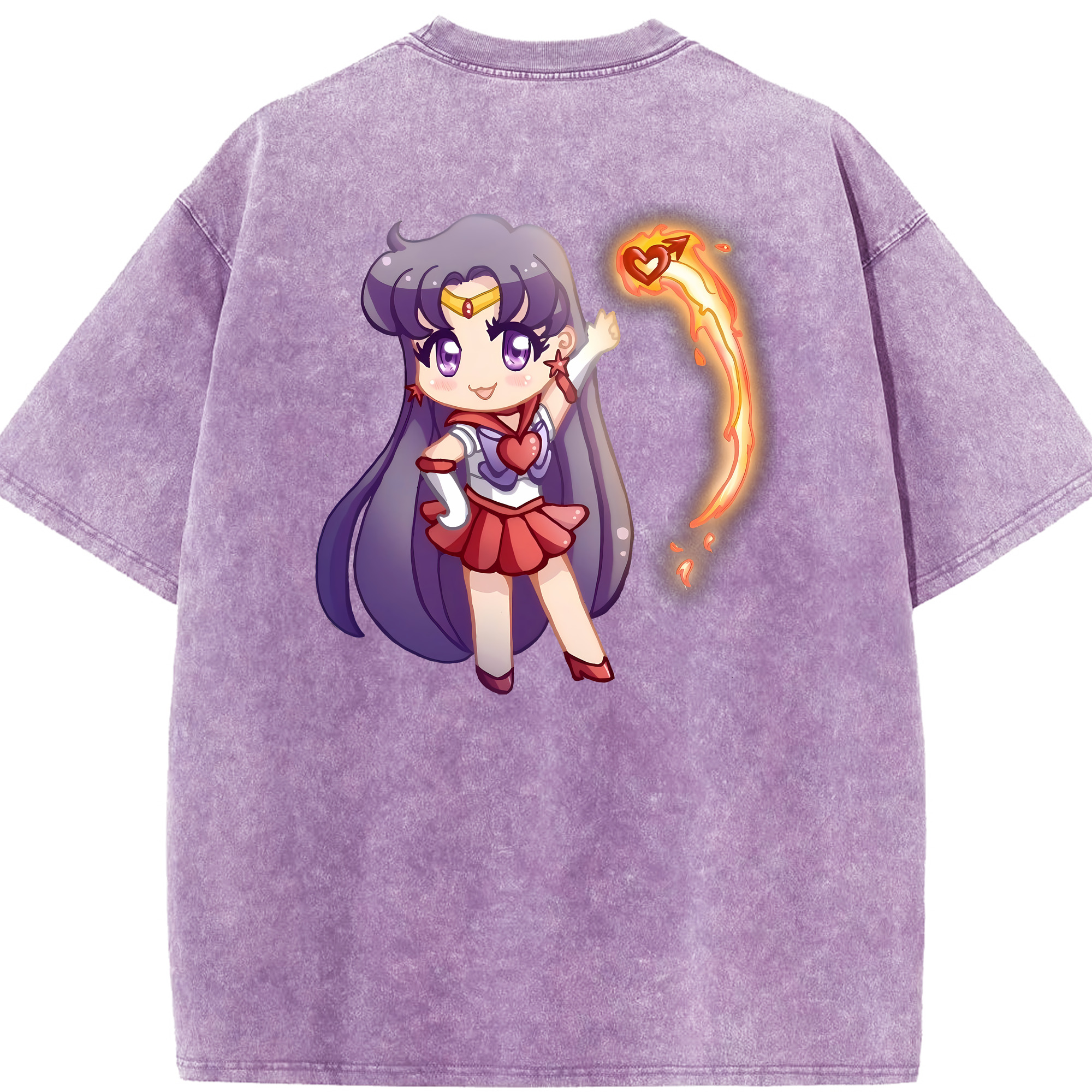 （画像用） 美少女戦士セーラームーン 火野レイ ひの レイ Sailor Moon Hino Rei （セーラーマーズ,Sailor Mars） 綿100% ヴィンテージ風 半袖Tシャツ（背面プリント）
