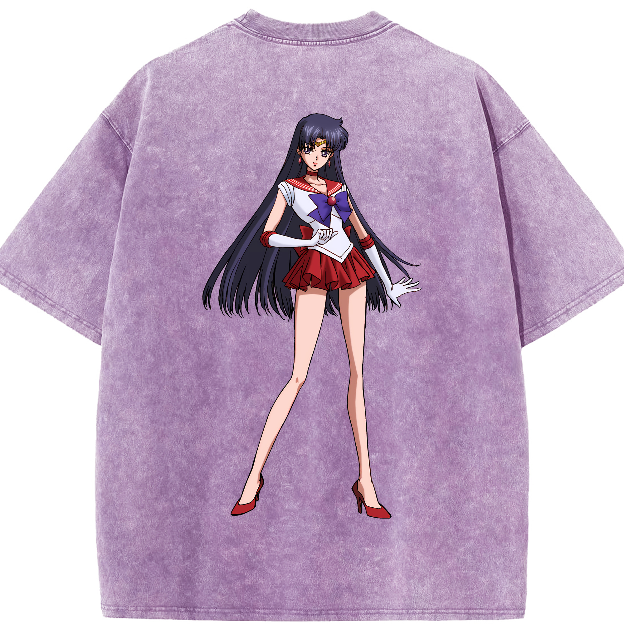 （画像用） 美少女戦士セーラームーン 火野レイ ひの レイ Sailor Moon Hino Rei （セーラーマーズ,Sailor Mars） 綿100% ヴィンテージ風 半袖Tシャツ（背面プリント）