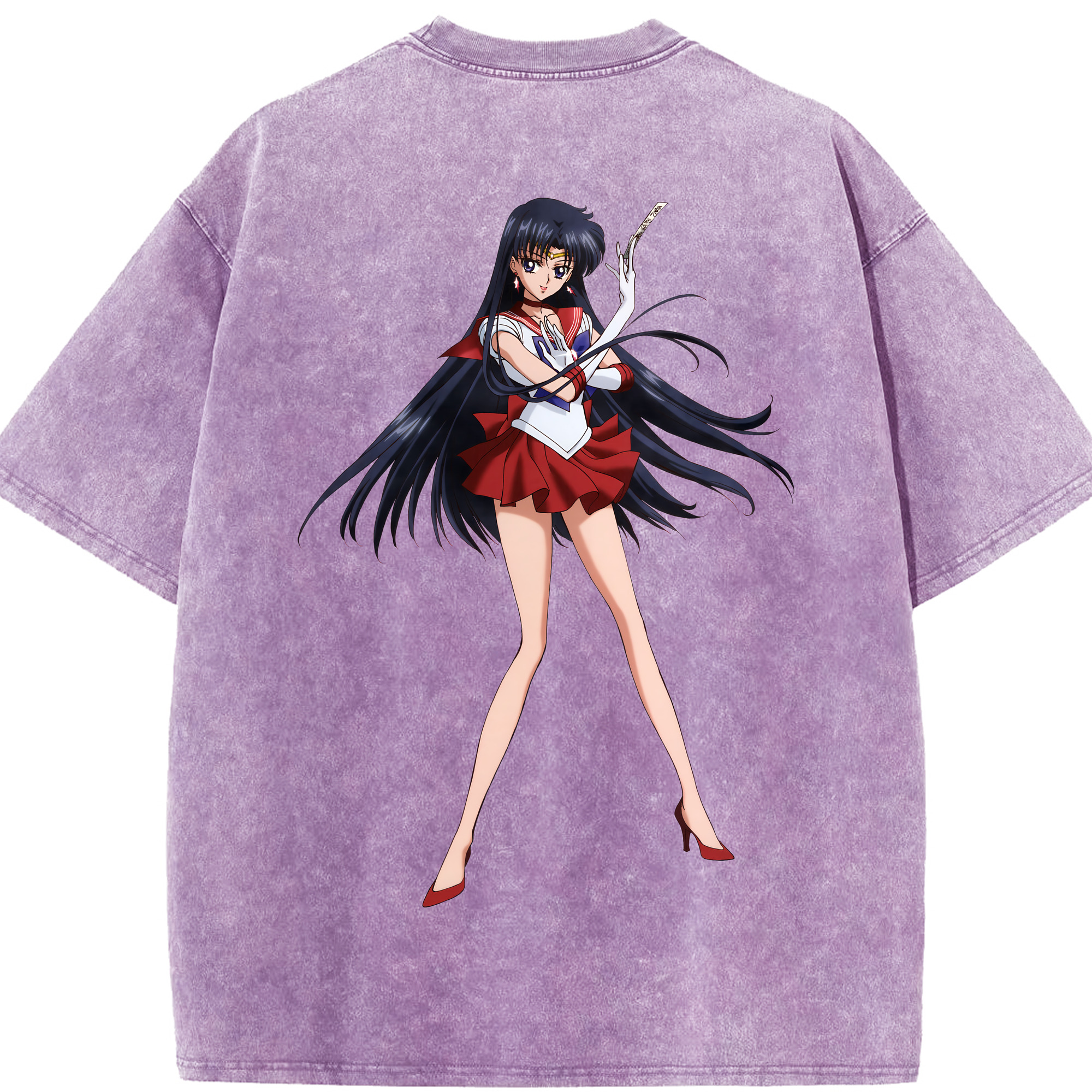 （画像用） 美少女戦士セーラームーン 火野レイ ひの レイ Sailor Moon Hino Rei （セーラーマーズ,Sailor Mars） 綿100% ヴィンテージ風 半袖Tシャツ（背面プリント）