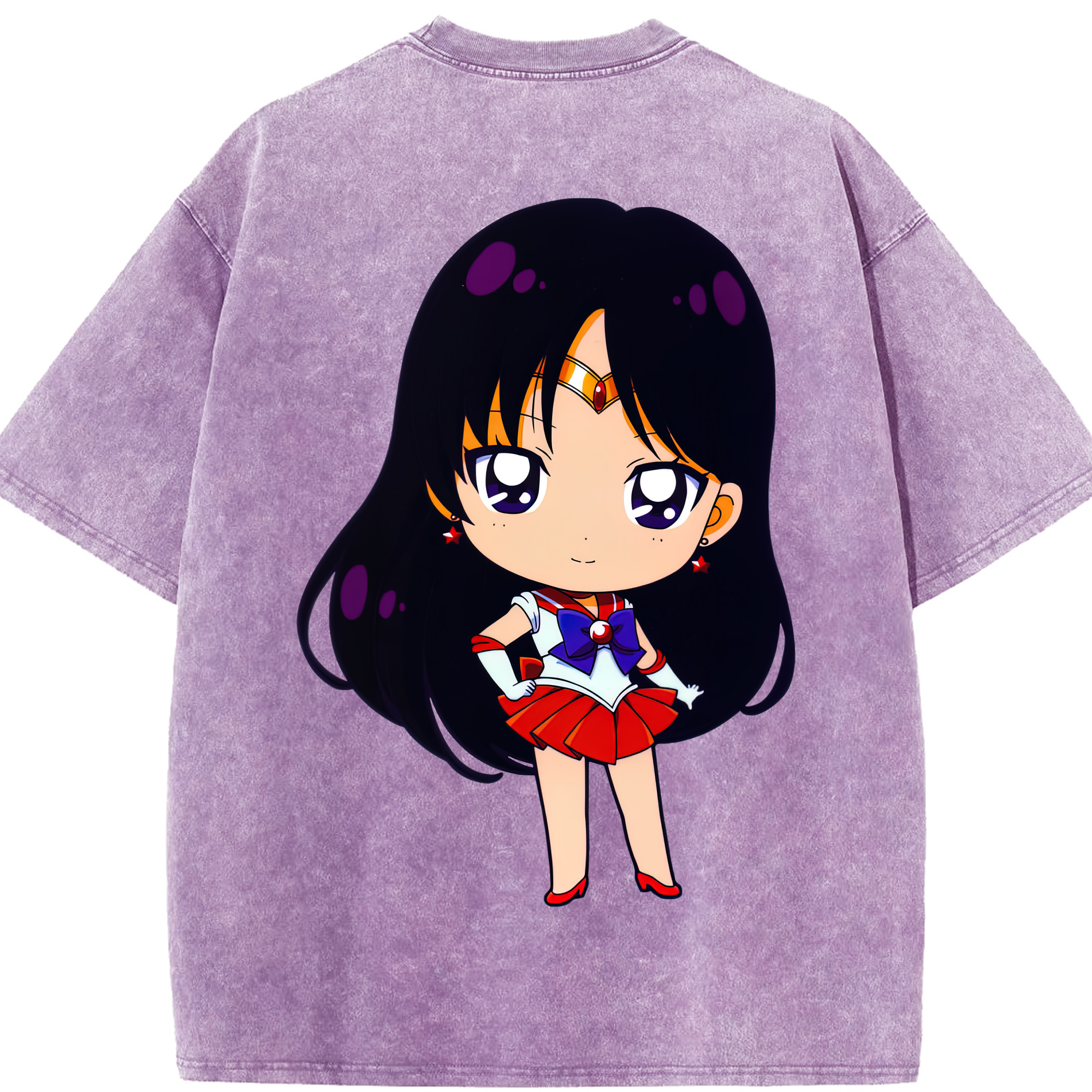 （画像用） 美少女戦士セーラームーン 火野レイ ひの レイ Sailor Moon Hino Rei （セーラーマーズ,Sailor Mars） 綿100% ヴィンテージ風 半袖Tシャツ（背面プリント）