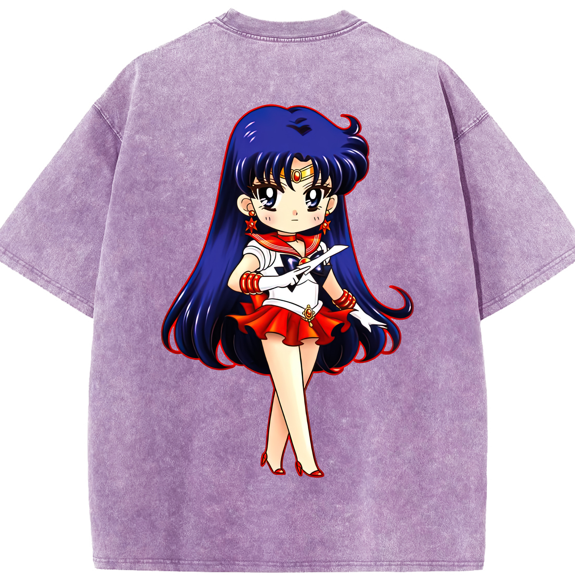 （画像用） 美少女戦士セーラームーン 火野レイ ひの レイ Sailor Moon Hino Rei （セーラーマーズ,Sailor Mars） 綿100% ヴィンテージ風 半袖Tシャツ（背面プリント）