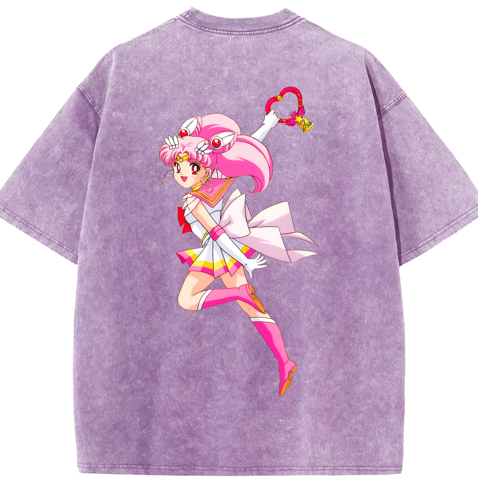 （画像用） 美少女戦士セーラームーン ちびうさ Sailor Moon Chibiusa Tsukino Usagi Small Lady Serenity 綿100% ヴィンテージ風 半袖Tシャツ（背面プリント）