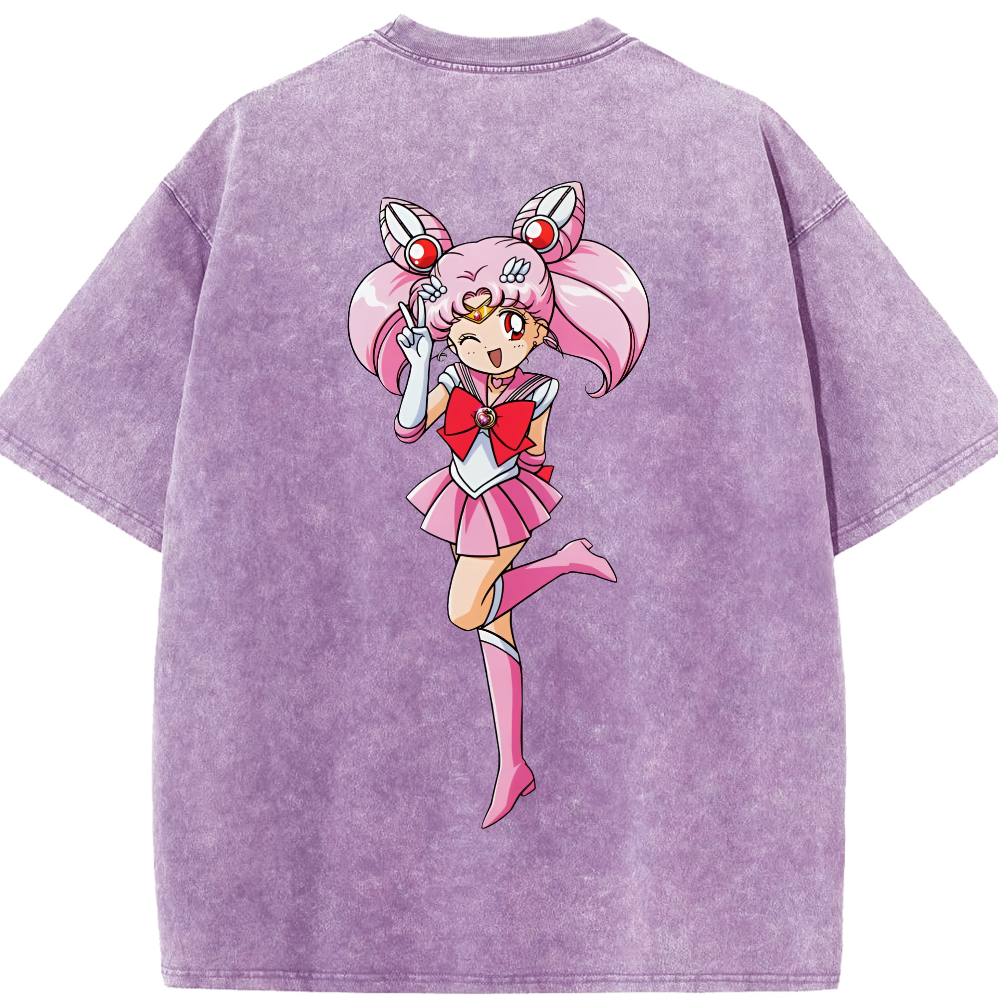（画像用） 美少女戦士セーラームーン ちびうさ Sailor Moon Chibiusa Tsukino Usagi Small Lady Serenity 綿100% ヴィンテージ風 半袖Tシャツ（背面プリント）