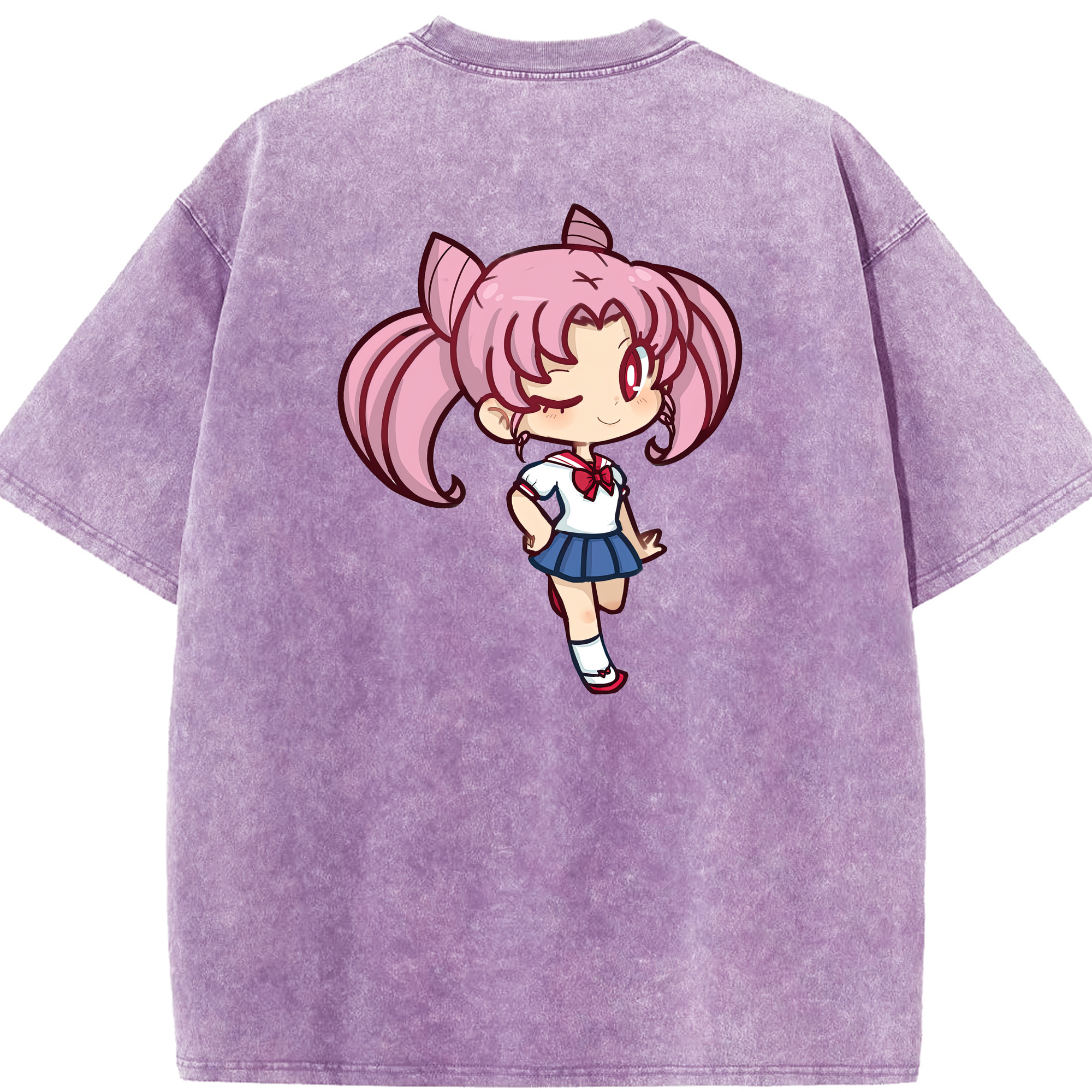 （画像用） 美少女戦士セーラームーン ちびうさ Sailor Moon Chibiusa Tsukino Usagi Small Lady Serenity 綿100% ヴィンテージ風 半袖Tシャツ（背面プリント）