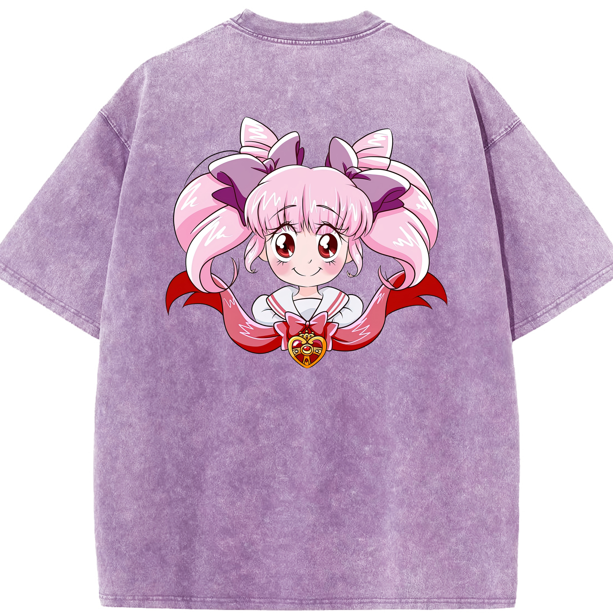 （画像用） 美少女戦士セーラームーン ちびうさ Sailor Moon Chibiusa Tsukino Usagi Small Lady Serenity 綿100% ヴィンテージ風 半袖Tシャツ（背面プリント）