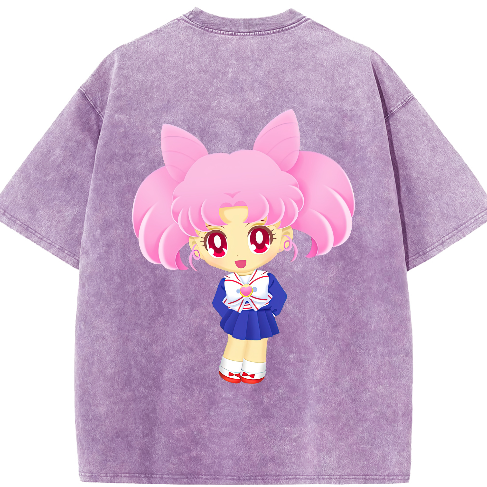 （画像用） 美少女戦士セーラームーン ちびうさ Sailor Moon Chibiusa Tsukino Usagi Small Lady Serenity 綿100% ヴィンテージ風 半袖Tシャツ（背面プリント）