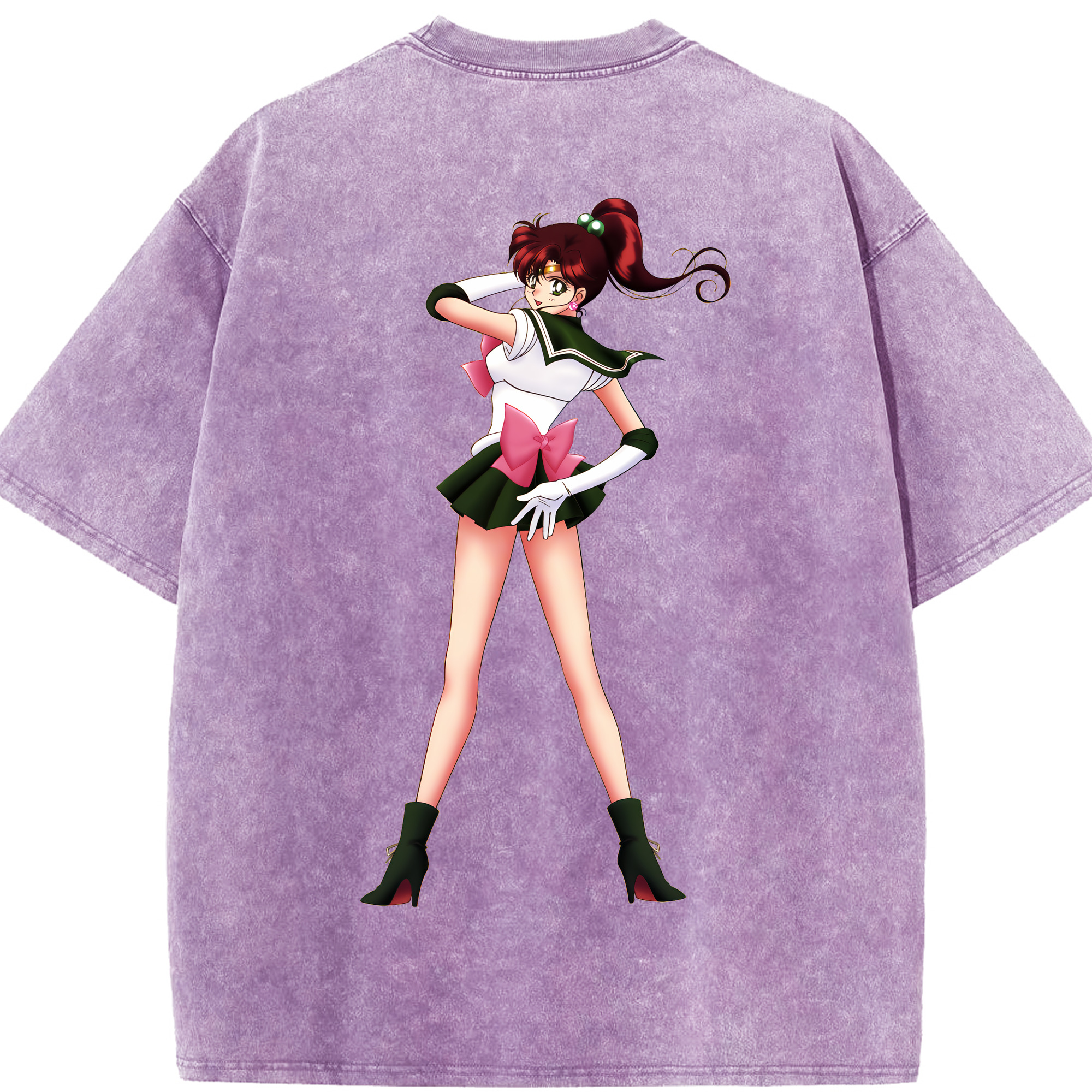 （画像用） 美少女戦士セーラームーン 木野 まこと きの まこと Sailor Moon Kino Makoto （セーラージュピター；Sailor Jupiter） 綿100% ヴィンテージ風 半袖Tシャツ（背面プリント）