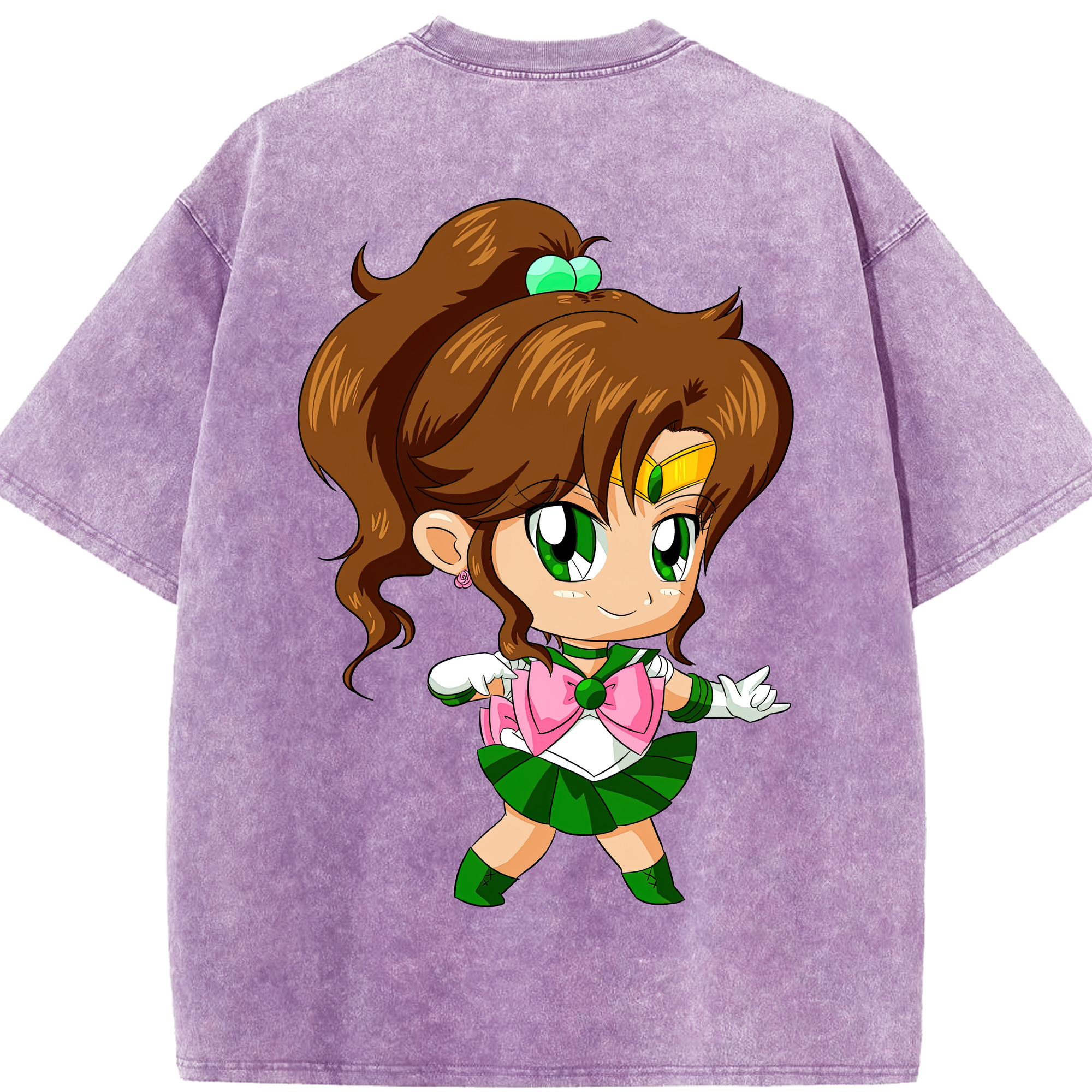 （画像用） 美少女戦士セーラームーン 木野 まこと きの まこと Sailor Moon Kino Makoto （セーラージュピター；Sailor Jupiter） 綿100% ヴィンテージ風 半袖Tシャツ（背面プリント）