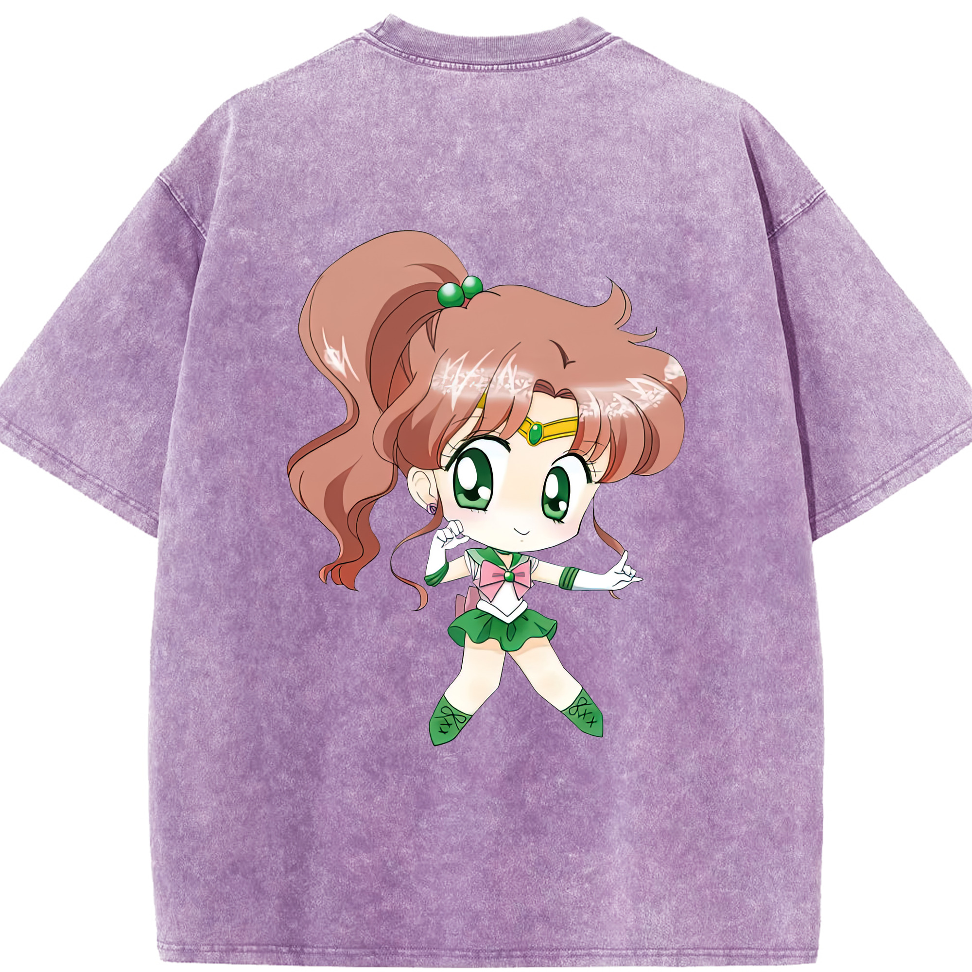 （画像用） 美少女戦士セーラームーン 木野 まこと きの まこと Sailor Moon Kino Makoto （セーラージュピター；Sailor Jupiter） 綿100% ヴィンテージ風 半袖Tシャツ（背面プリント）