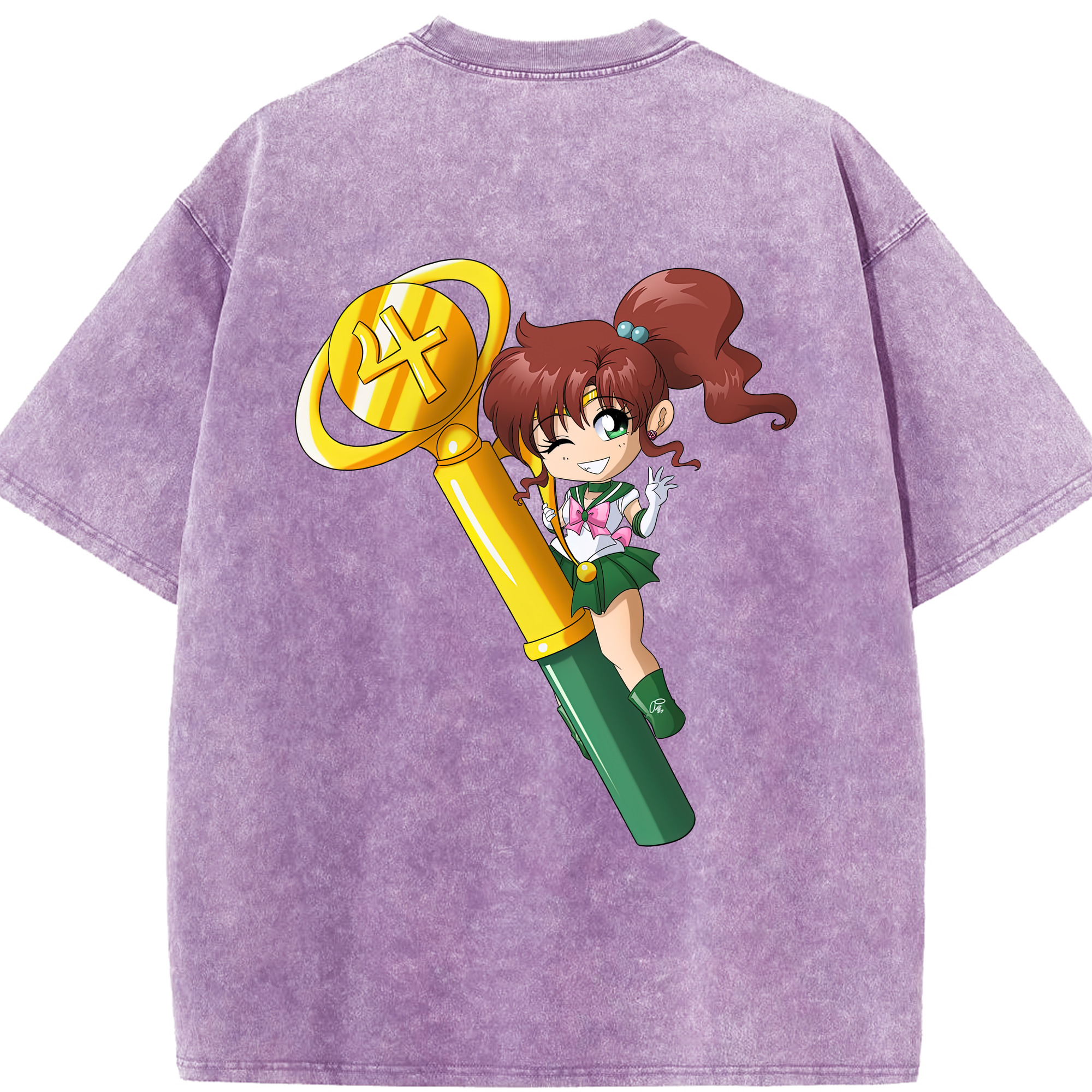 （画像用） 美少女戦士セーラームーン 木野 まこと きの まこと Sailor Moon Kino Makoto （セーラージュピター；Sailor Jupiter） 綿100% ヴィンテージ風 半袖Tシャツ（背面プリント）