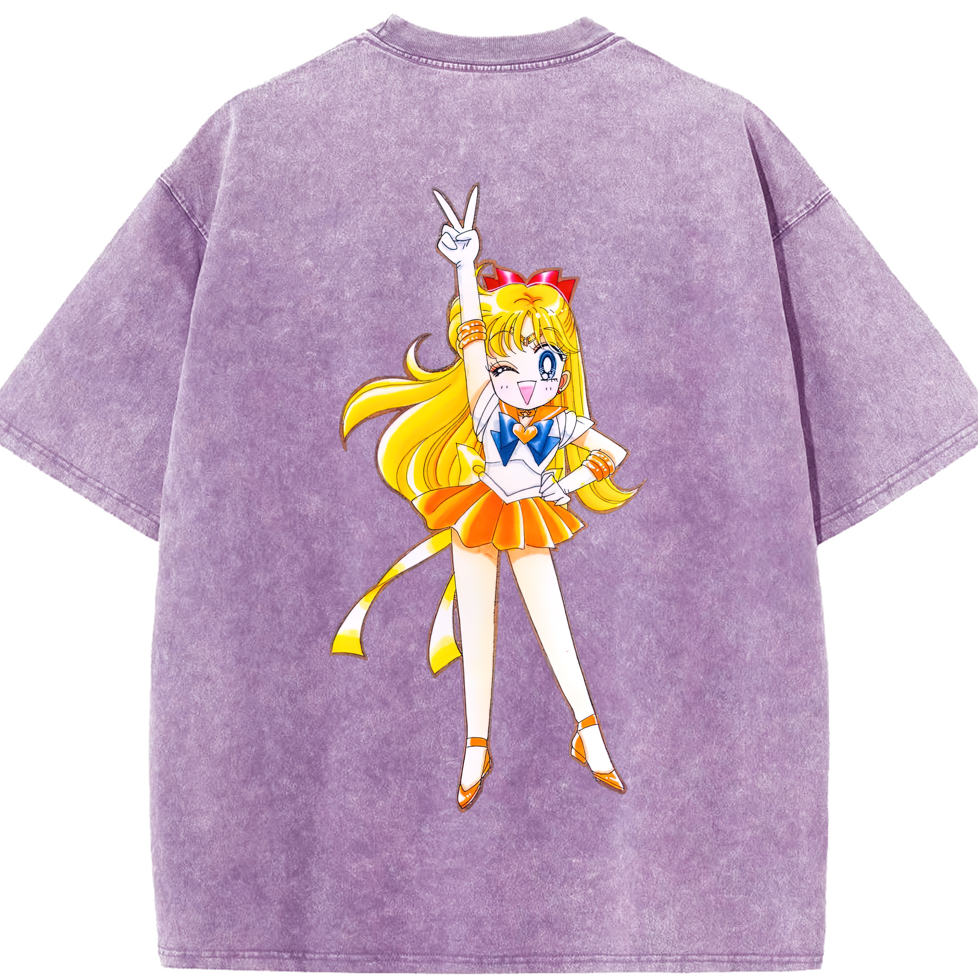 （画像用） 美少女戦士セーラームーン 愛野 美奈子 あいの みなこ Sailor Moon Aino Minako 綿100% ヴィンテージ風 半袖Tシャツ（背面プリント）