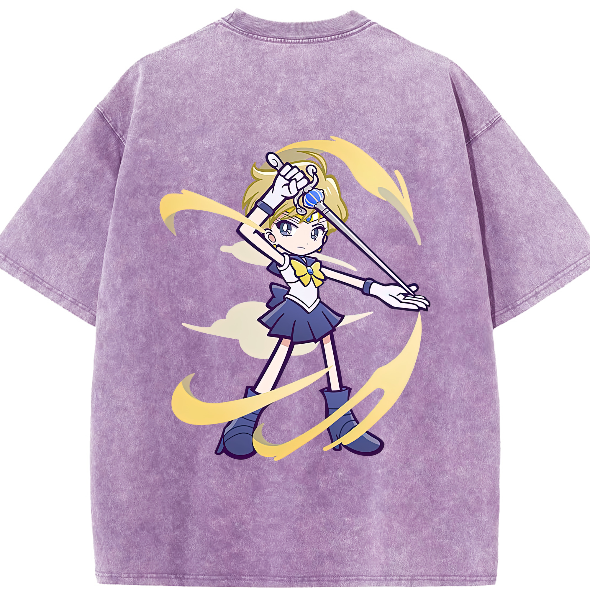 （画像用） 美少女戦士セーラームーン 天王はるか Sailor Moon Tenoh Haruka 綿100% ヴィンテージ風 半袖Tシャツ（背面プリント）
