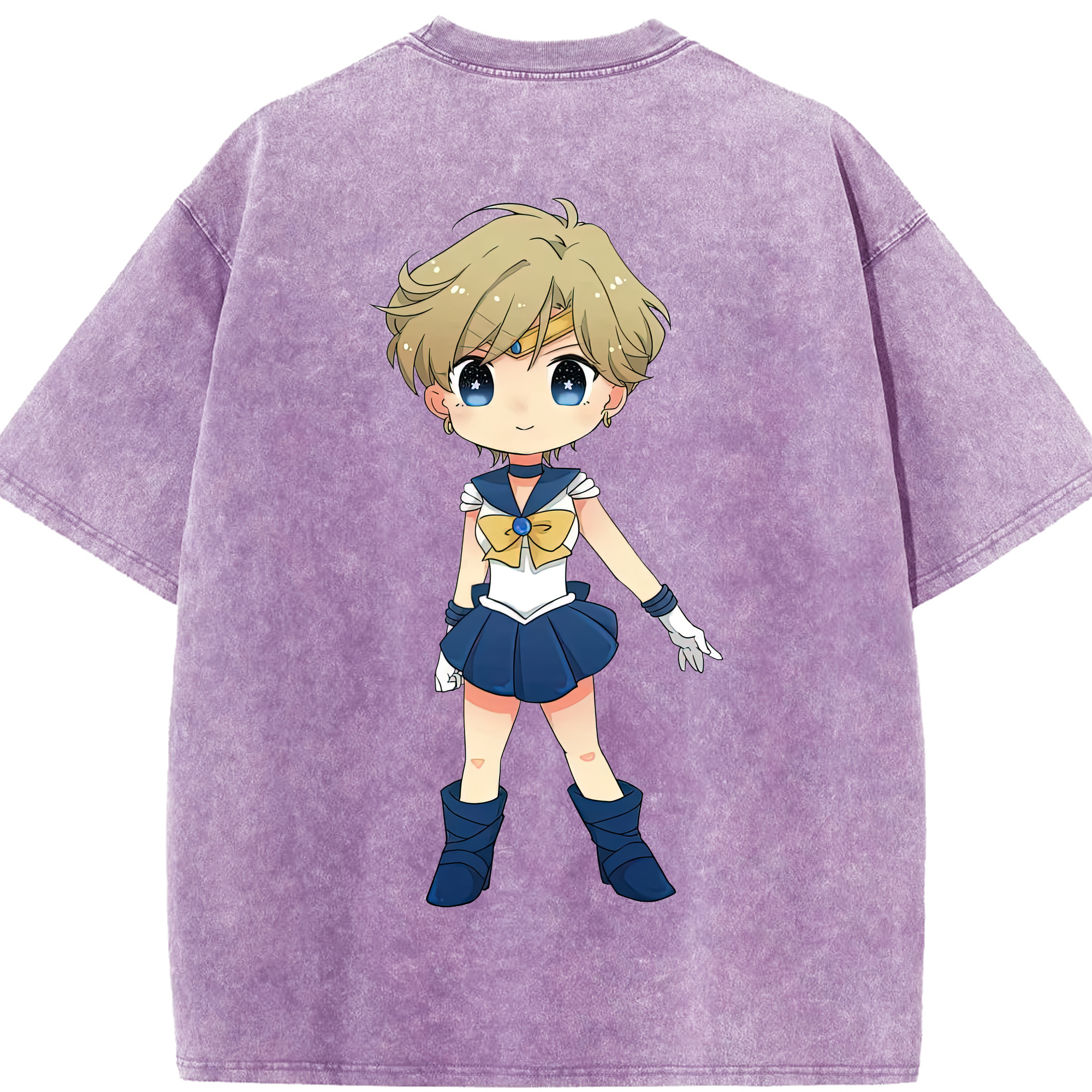 （画像用） 美少女戦士セーラームーン 天王はるか Sailor Moon Tenoh Haruka 綿100% ヴィンテージ風 半袖Tシャツ（背面プリント）