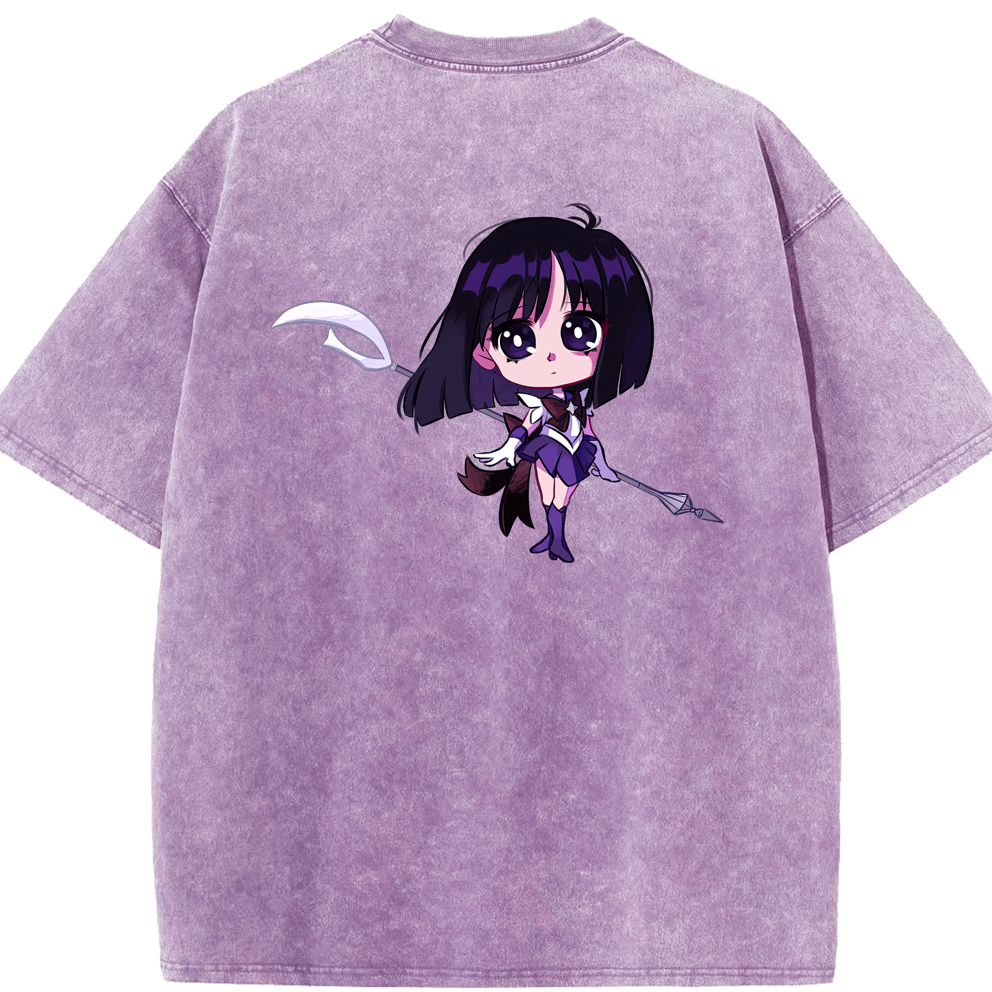 （画像用） 美少女戦士セーラームーン 土萠ほたる Sailor Moon Tomoe Hotaru （セーラーサターン；Sailor Saturn） 綿100% ヴィンテージ風 半袖Tシャツ（背面プリント）