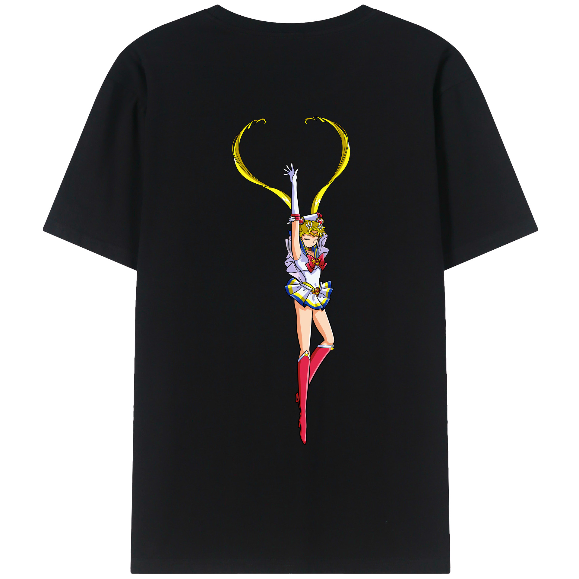 （画像用） 美少女戦士セーラームーン 月野 うさぎ つきの うさぎ Sailor Moon Tsukino Usagi 綿100％ メンズ半袖Tシャツ（バックプリント） 通気性