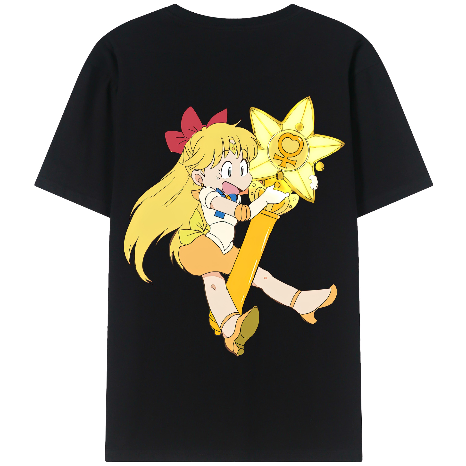 （画像用） 美少女戦士セーラームーン 愛野 美奈子 あいの みなこ Sailor Moon Aino Minako 綿100％ メンズ半袖Tシャツ（バックプリント） 通気性