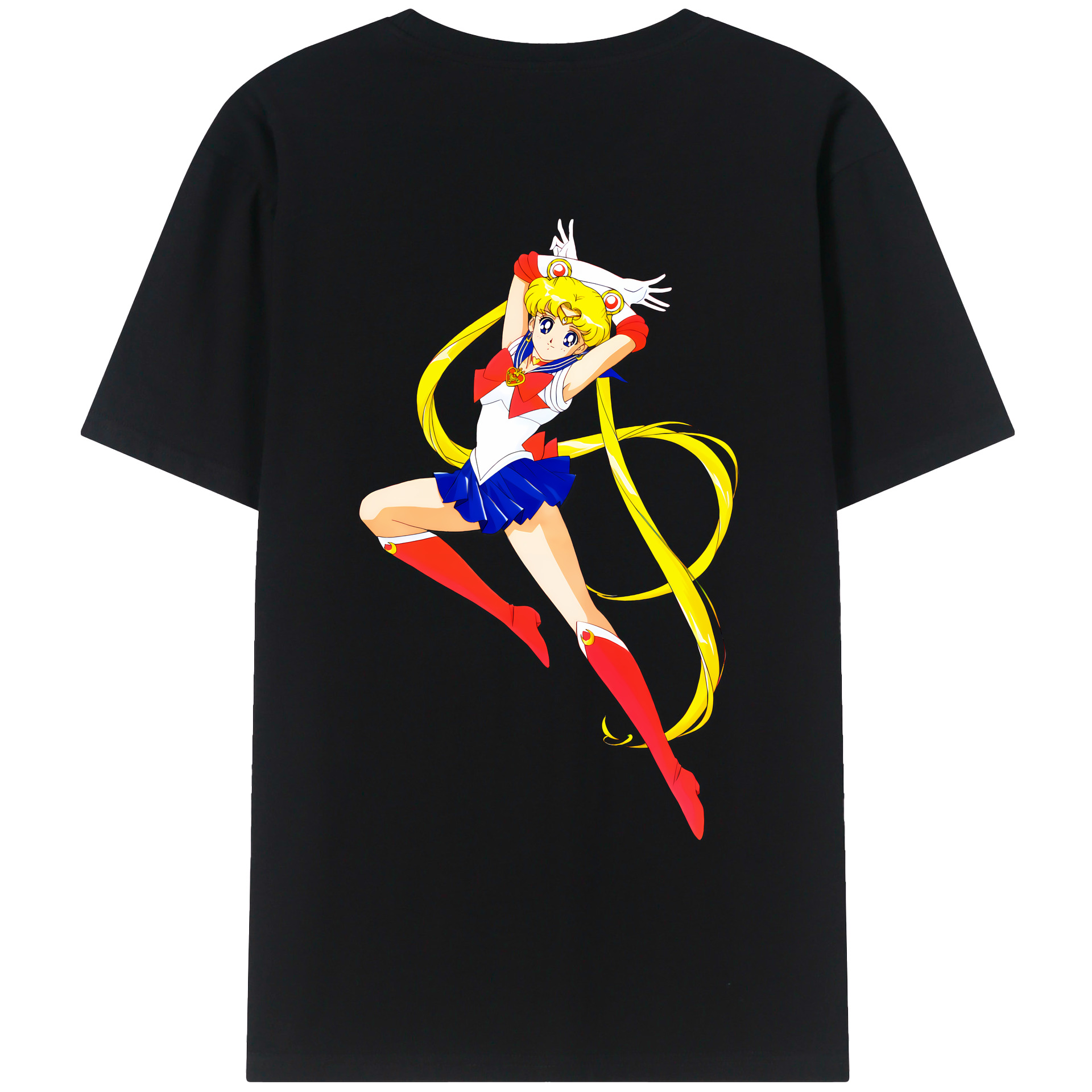 （画像用） 美少女戦士セーラームーン 月野 うさぎ つきの うさぎ Sailor Moon Tsukino Usagi 綿100％ メンズ半袖Tシャツ（バックプリント） 通気性