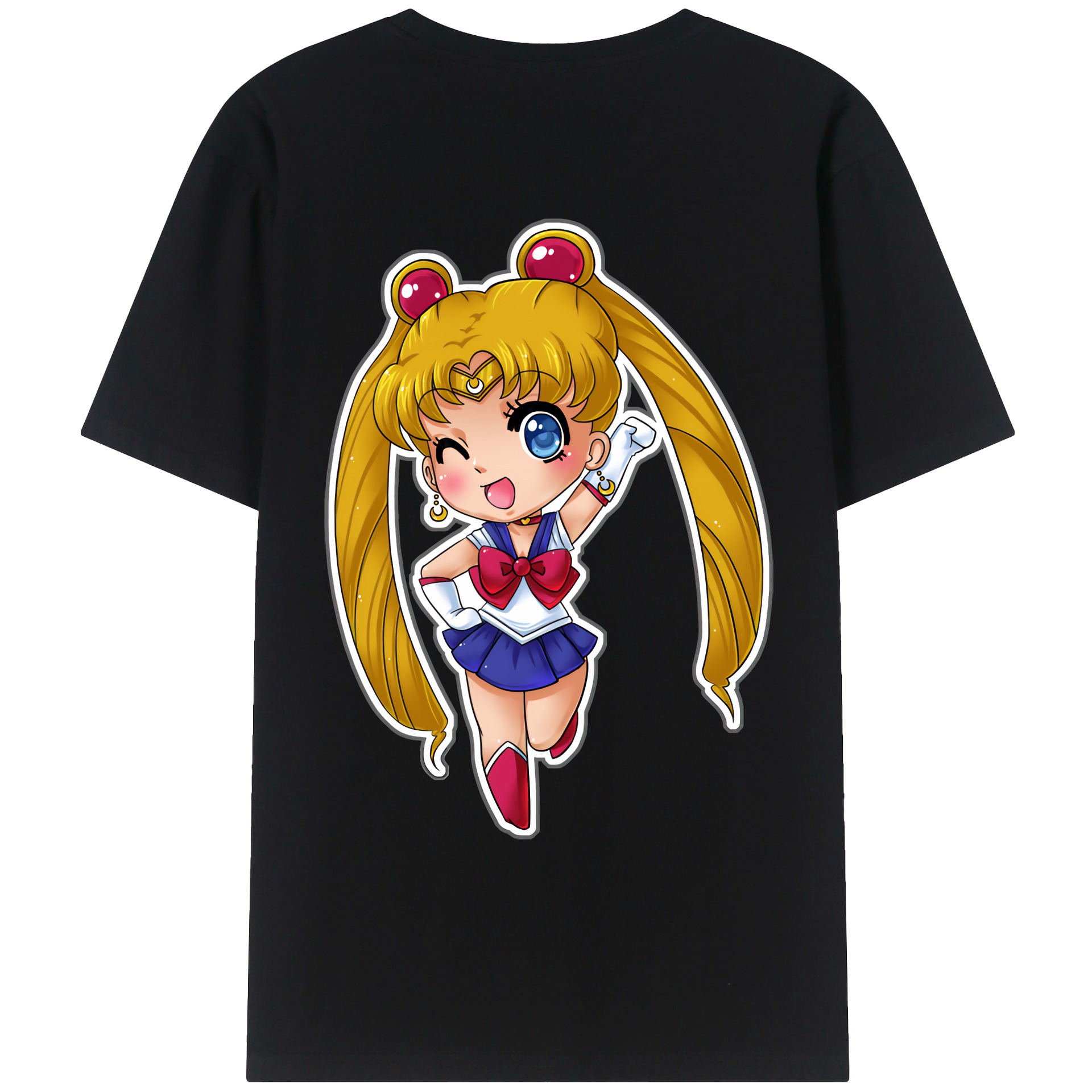 （画像用） 美少女戦士セーラームーン 月野 うさぎ つきの うさぎ Sailor Moon Tsukino Usagi 綿100％ メンズ半袖Tシャツ（バックプリント） 通気性
