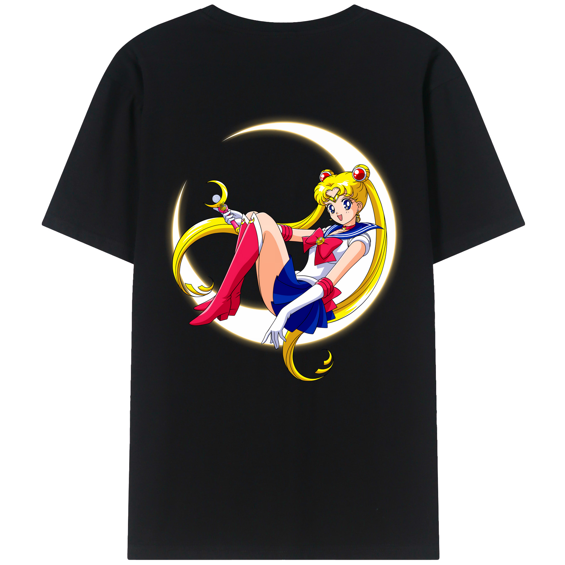 （画像用） 美少女戦士セーラームーン 月野 うさぎ つきの うさぎ Sailor Moon Tsukino Usagi 綿100％ メンズ半袖Tシャツ（バックプリント） 通気性