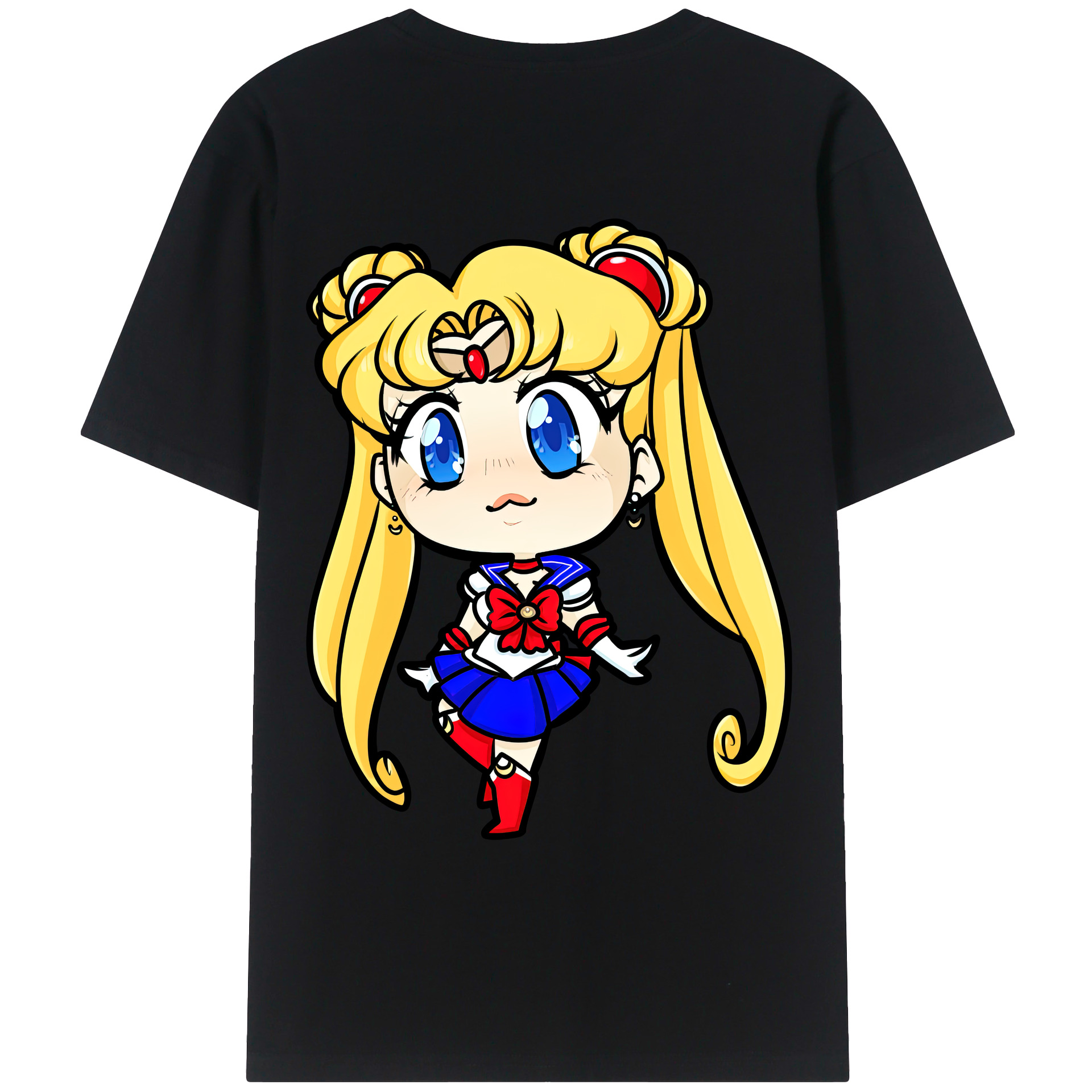 （画像用） 美少女戦士セーラームーン 月野 うさぎ つきの うさぎ Sailor Moon Tsukino Usagi 綿100％ メンズ半袖Tシャツ（バックプリント） 通気性