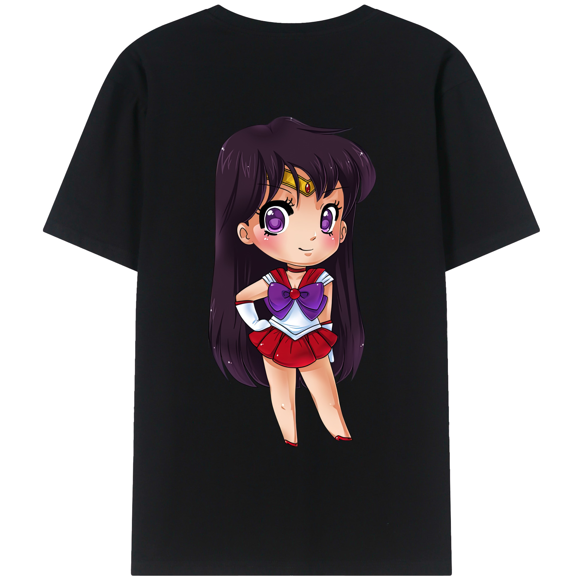 （画像用） 美少女戦士セーラームーン 火野レイ ひの レイ Sailor Moon Hino Rei （セーラーマーズ,Sailor Mars） 綿100％ メンズ半袖Tシャツ（バックプリント） 通気性