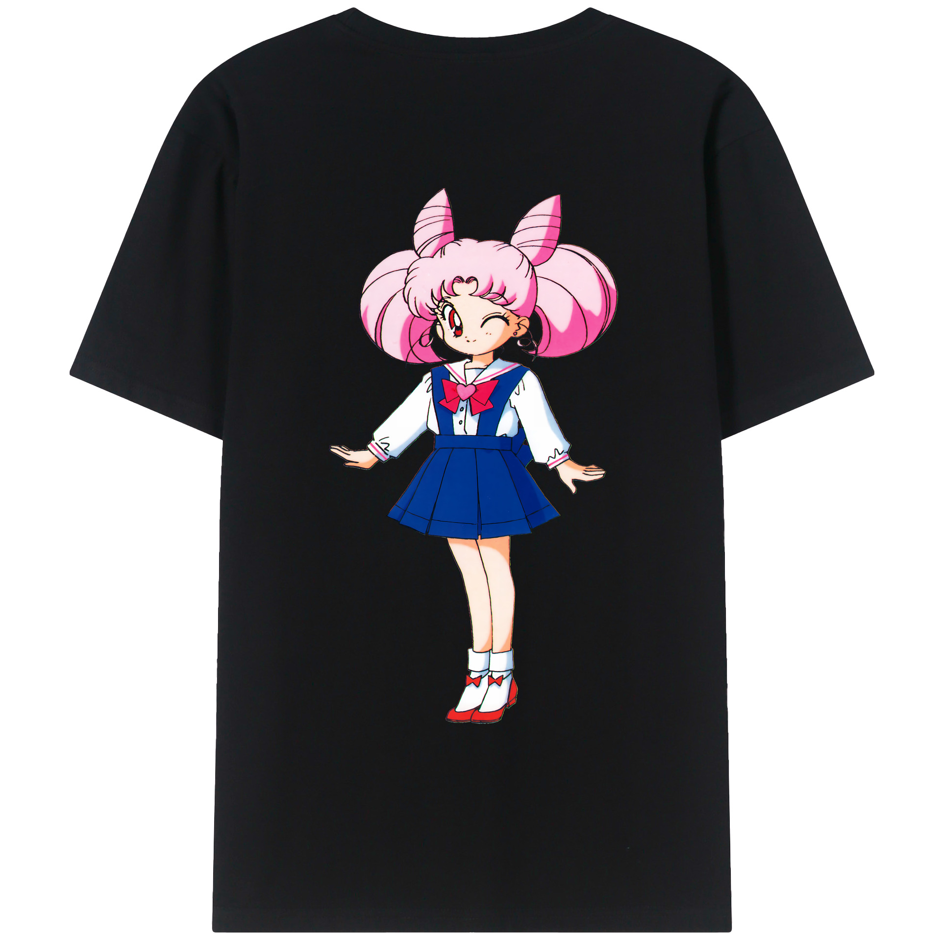 （画像用） 美少女戦士セーラームーン ちびうさ Sailor Moon Chibiusa Tsukino Usagi Small Lady Serenity 綿100％ メンズ半袖Tシャツ（バックプリント） 通気性