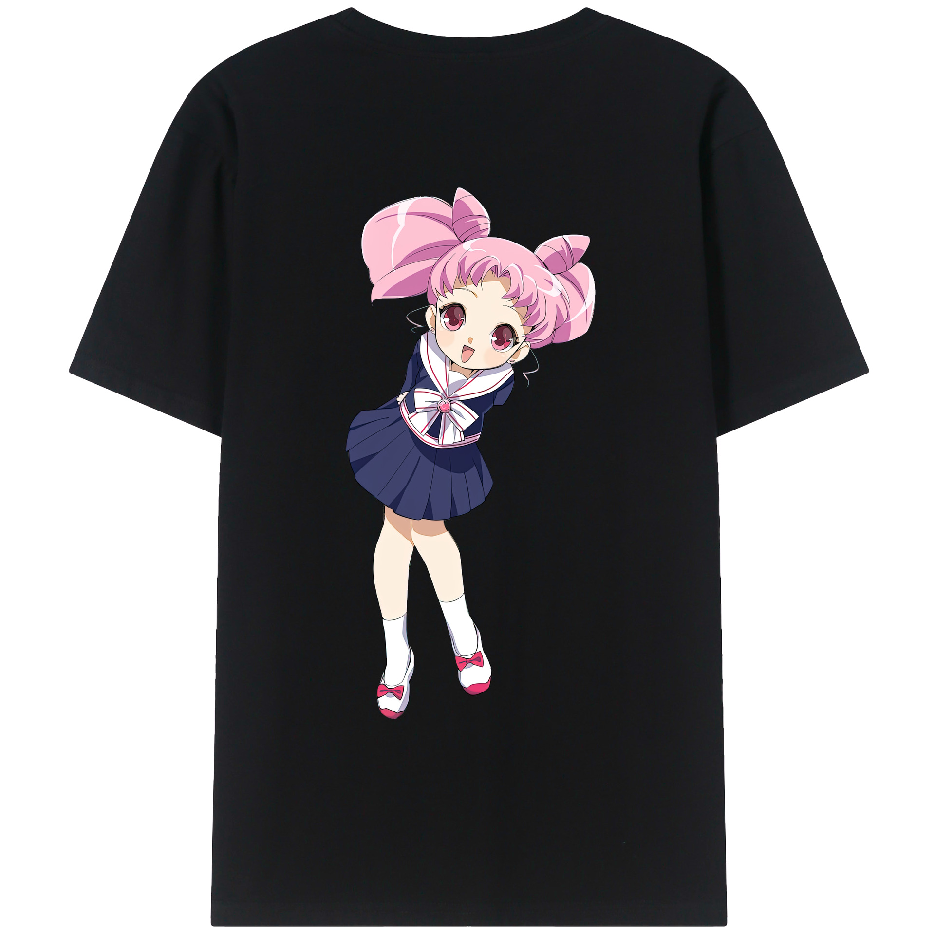 （画像用） 美少女戦士セーラームーン ちびうさ Sailor Moon Chibiusa Tsukino Usagi Small Lady Serenity 綿100％ メンズ半袖Tシャツ（バックプリント） 通気性