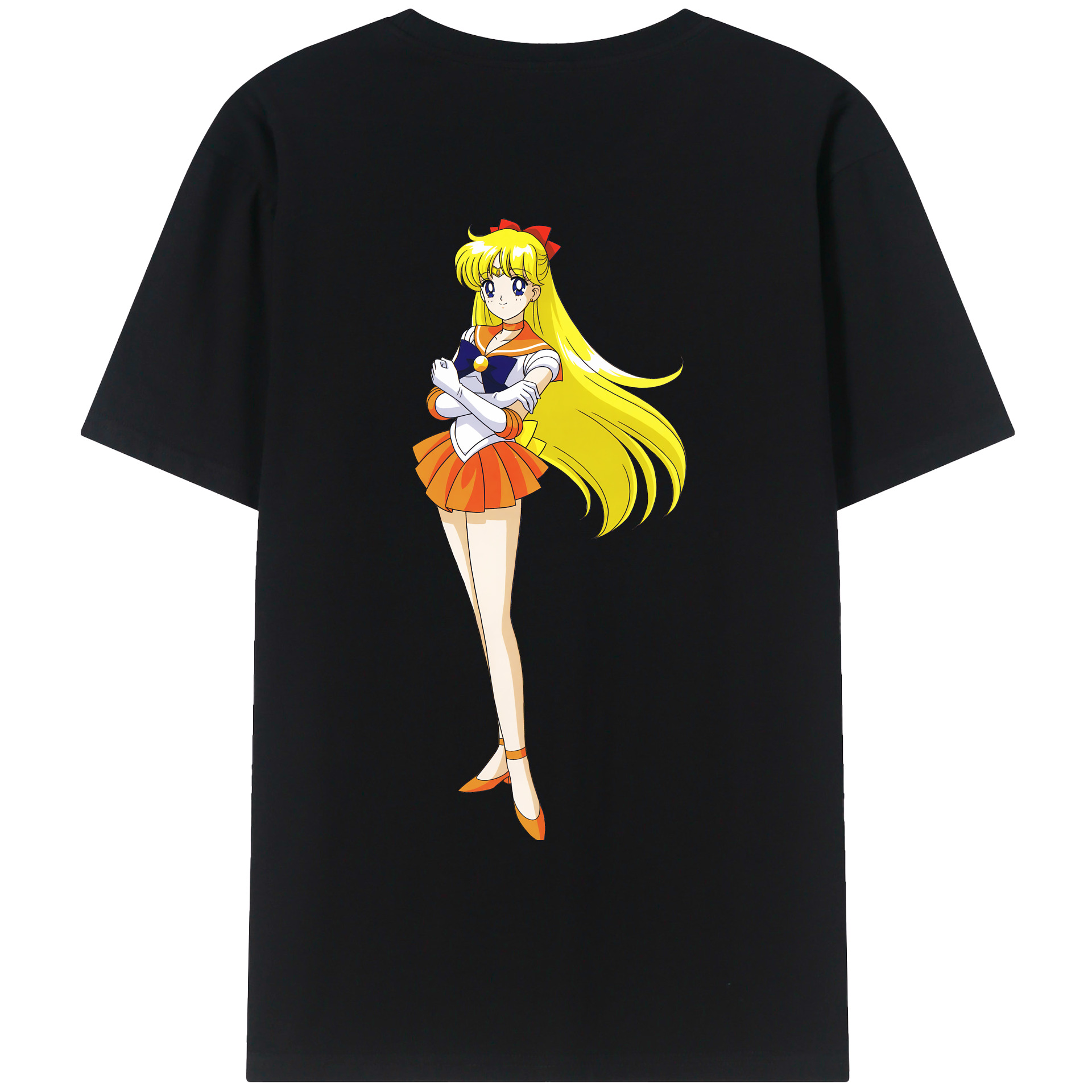 （画像用） 美少女戦士セーラームーン 愛野 美奈子 あいの みなこ Sailor Moon Aino Minako 綿100％ メンズ半袖Tシャツ（バックプリント） 通気性