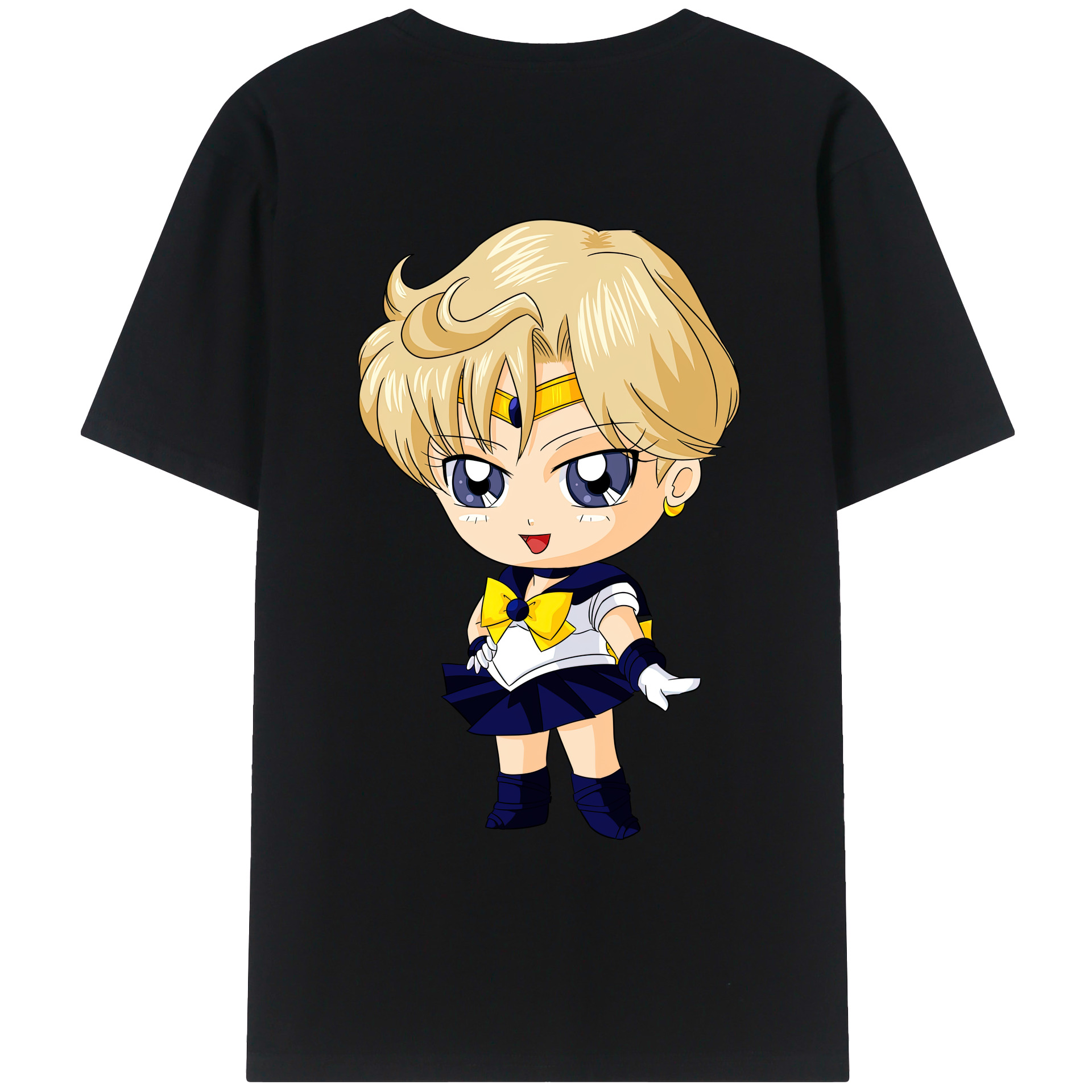 （画像用） 美少女戦士セーラームーン 天王はるか Sailor Moon Tenoh Haruka 綿100％ メンズ半袖Tシャツ（バックプリント） 通気性