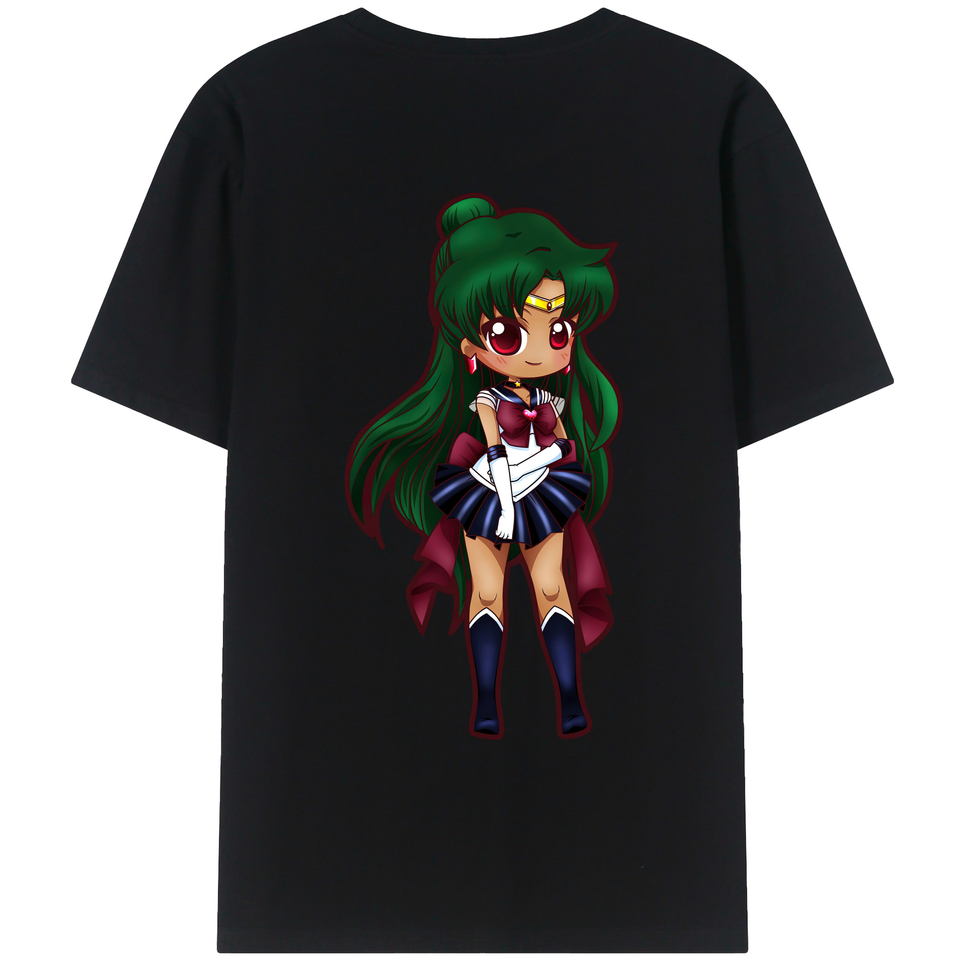 （画像用） 美少女戦士セーラームーン 冥王せつな Sailor Moon Meiou Setsuna 綿100％ メンズ半袖Tシャツ（バックプリント） 通気性