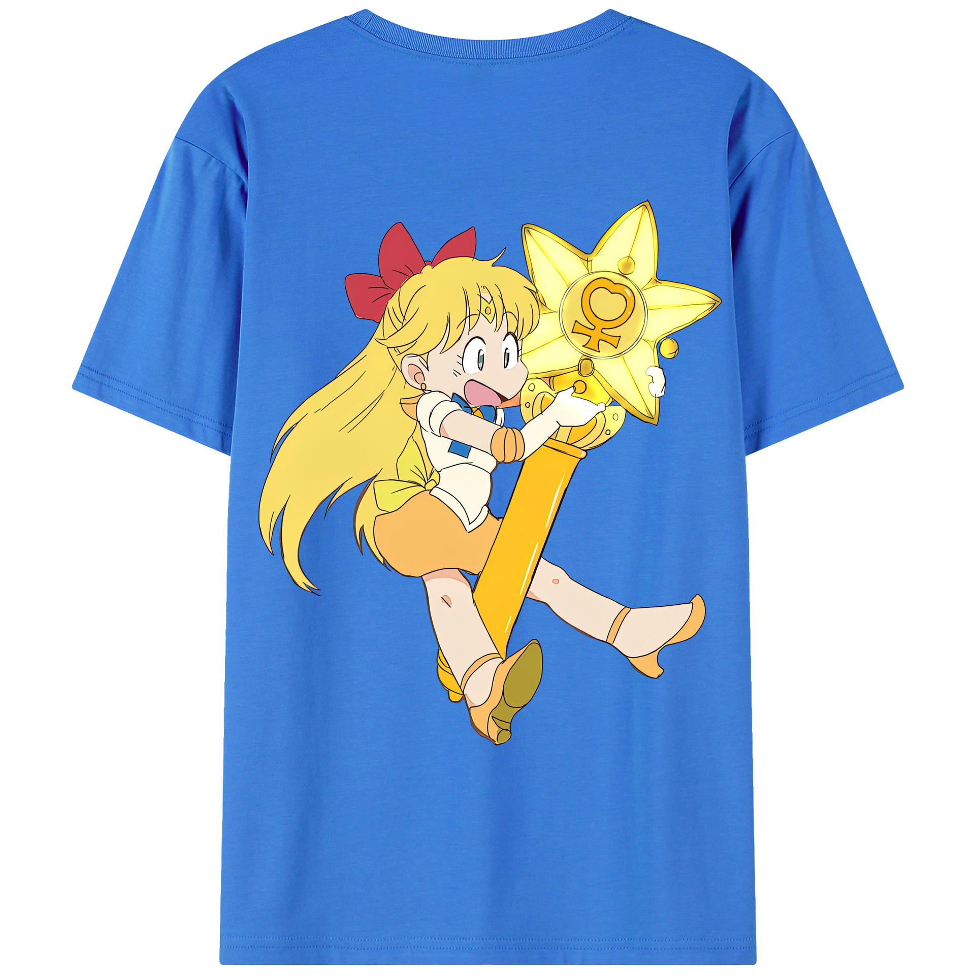 （画像用） 美少女戦士セーラームーン 愛野 美奈子 あいの みなこ Sailor Moon Aino Minako 綿100％ メンズ半袖Tシャツ（バックプリント） 通気性