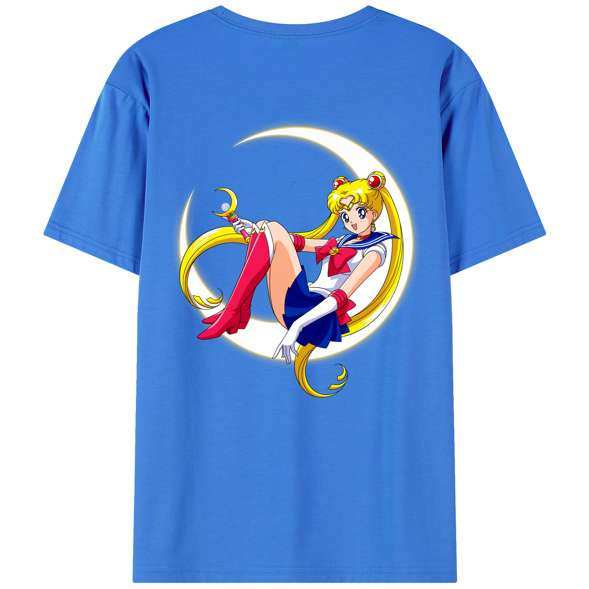 （画像用） 美少女戦士セーラームーン 月野 うさぎ つきの うさぎ Sailor Moon Tsukino Usagi 綿100％ メンズ半袖Tシャツ（バックプリント） 通気性