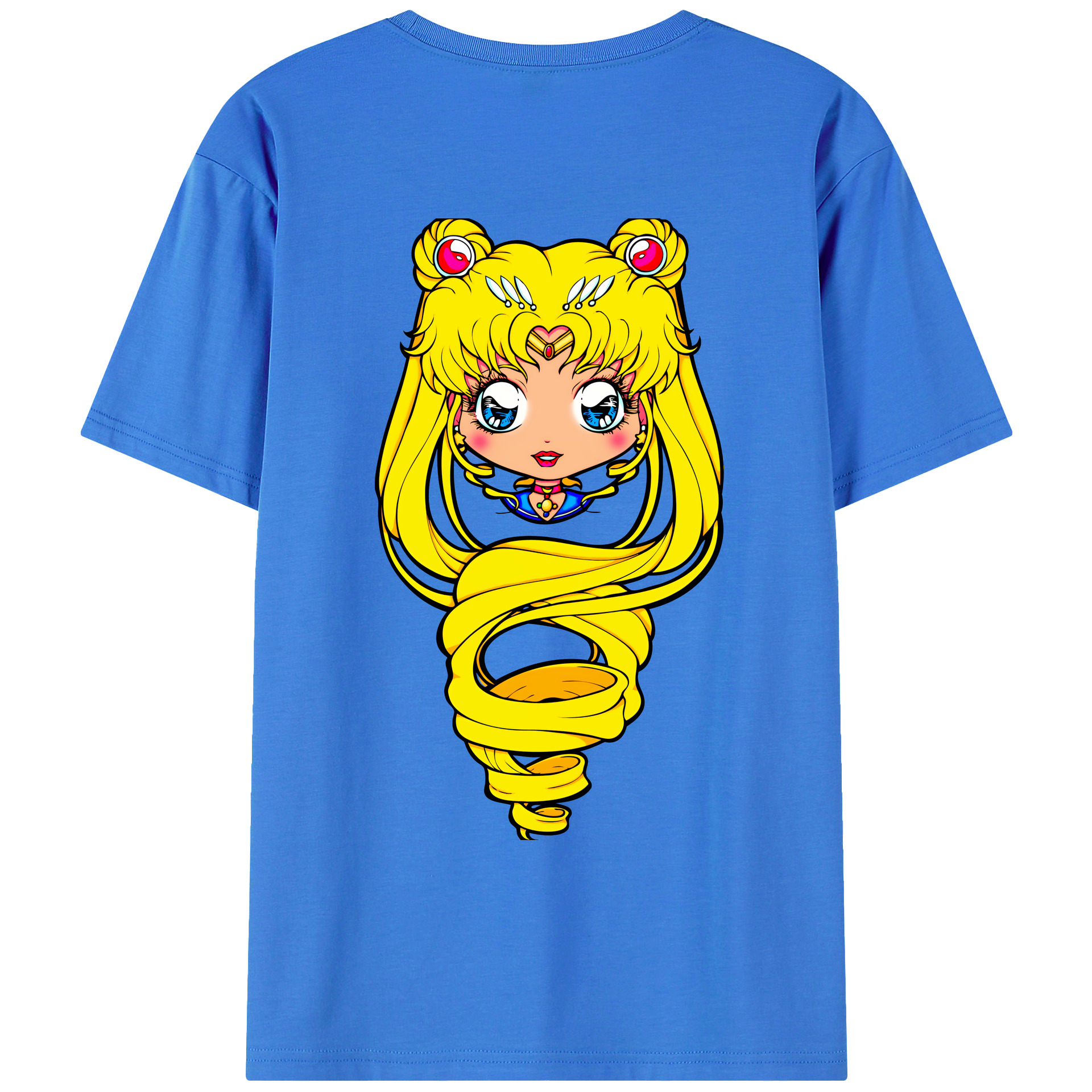 （画像用） 美少女戦士セーラームーン 月野 うさぎ つきの うさぎ Sailor Moon Tsukino Usagi 綿100％ メンズ半袖Tシャツ（バックプリント） 通気性