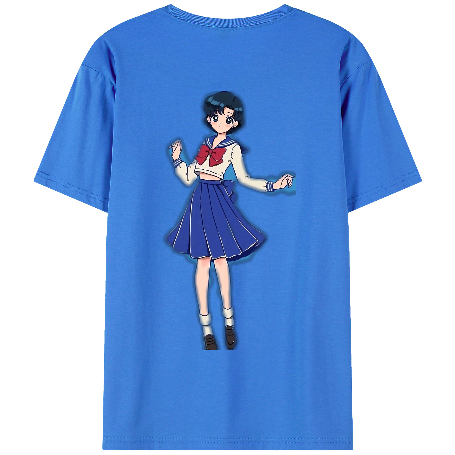 （画像用） 美少女戦士セーラームーン 水野 亜美 みずの あみ Sailor Moon Mizuno Ami 綿100％ メンズ半袖Tシャツ（バックプリント） 通気性