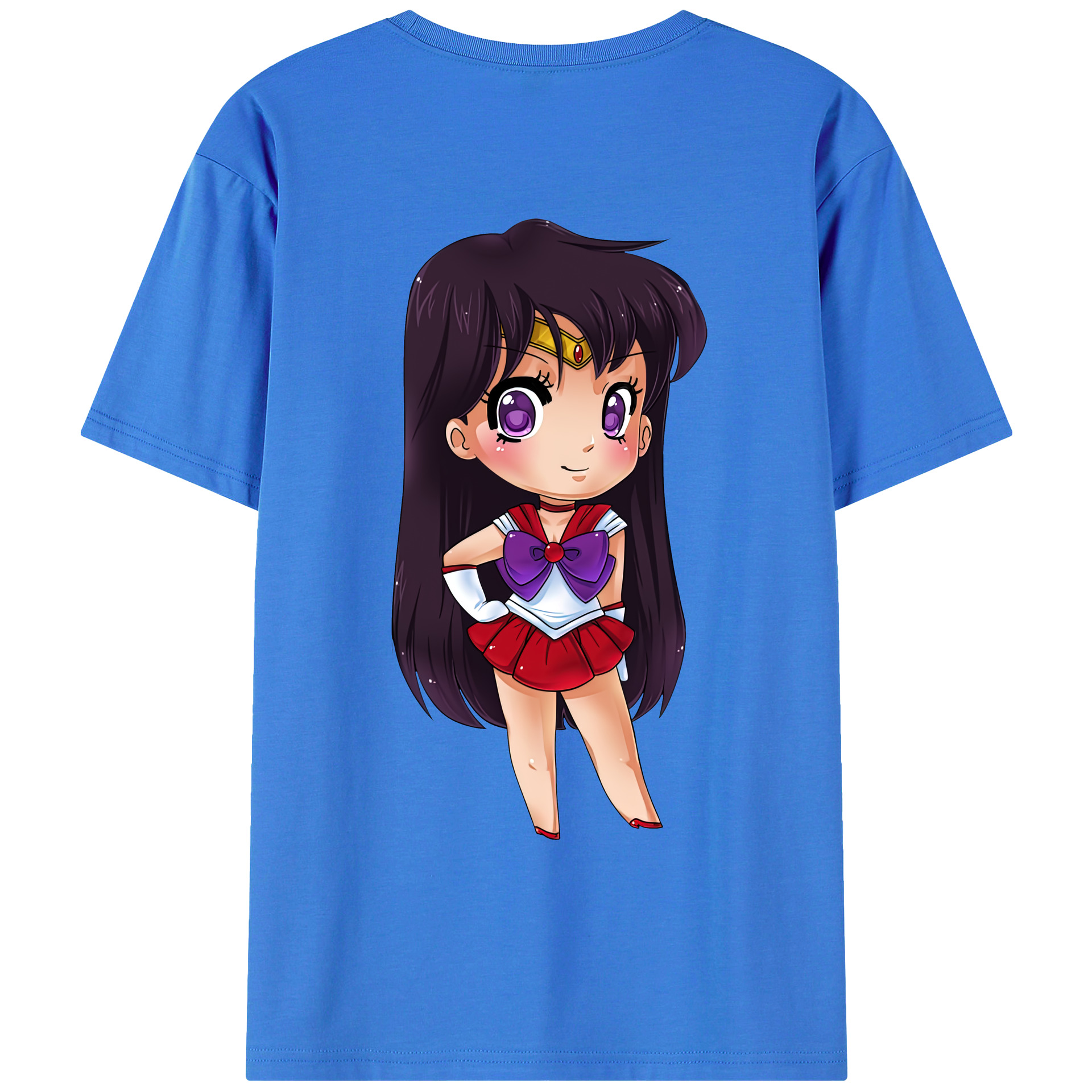 （画像用） 美少女戦士セーラームーン 火野レイ ひの レイ Sailor Moon Hino Rei （セーラーマーズ,Sailor Mars） 綿100％ メンズ半袖Tシャツ（バックプリント） 通気性