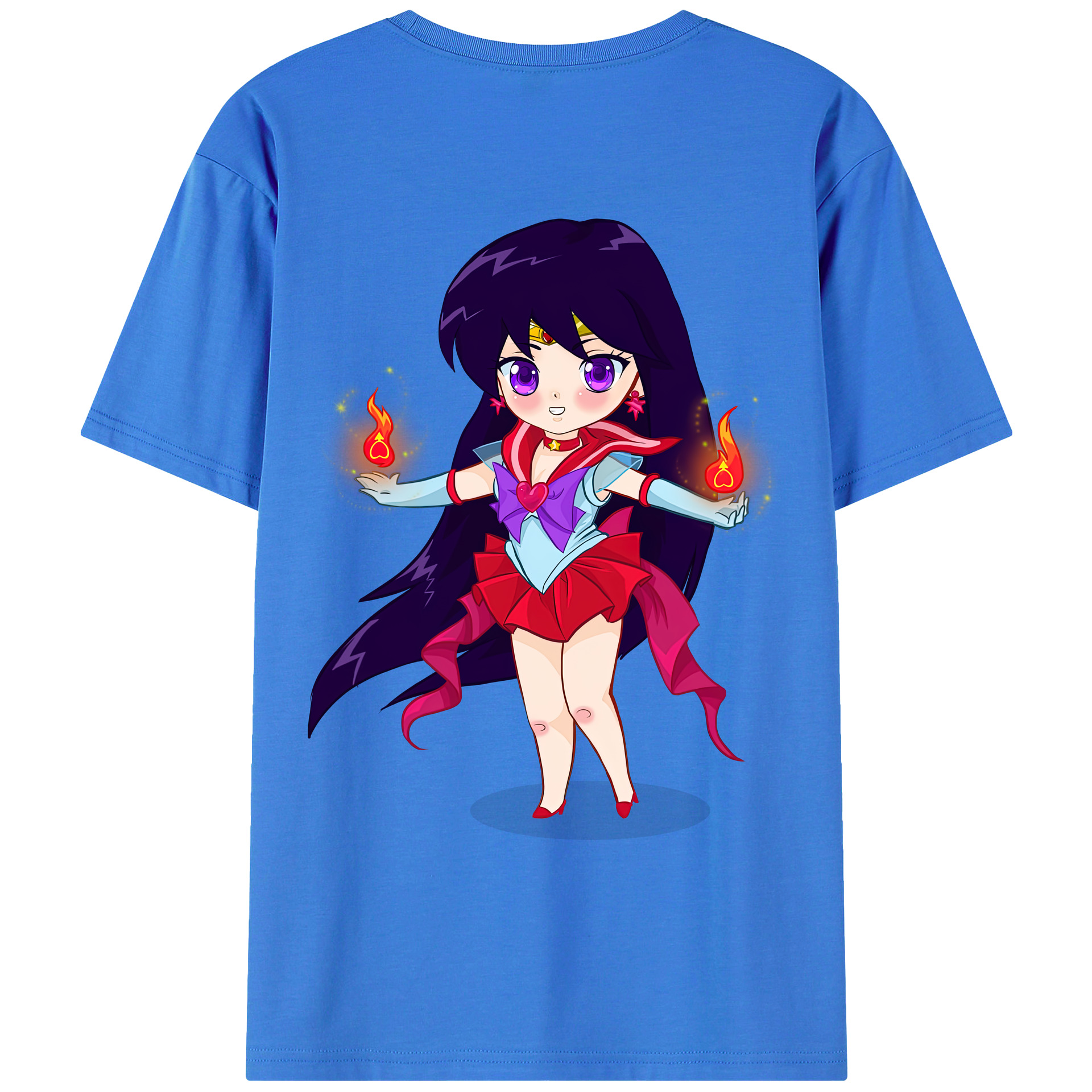 （画像用） 美少女戦士セーラームーン 火野レイ ひの レイ Sailor Moon Hino Rei （セーラーマーズ,Sailor Mars） 綿100％ メンズ半袖Tシャツ（バックプリント） 通気性