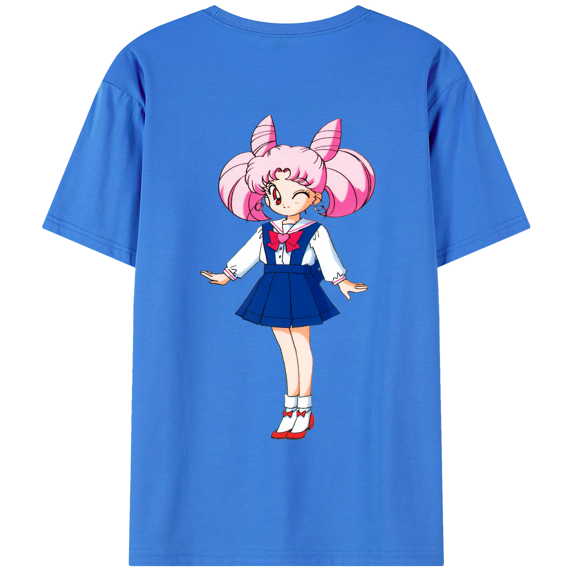 （画像用） 美少女戦士セーラームーン ちびうさ Sailor Moon Chibiusa Tsukino Usagi Small Lady Serenity 綿100％ メンズ半袖Tシャツ（バックプリント） 通気性