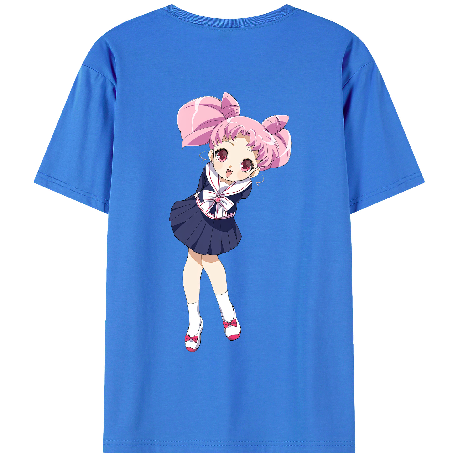 （画像用） 美少女戦士セーラームーン ちびうさ Sailor Moon Chibiusa Tsukino Usagi Small Lady Serenity 綿100％ メンズ半袖Tシャツ（バックプリント） 通気性