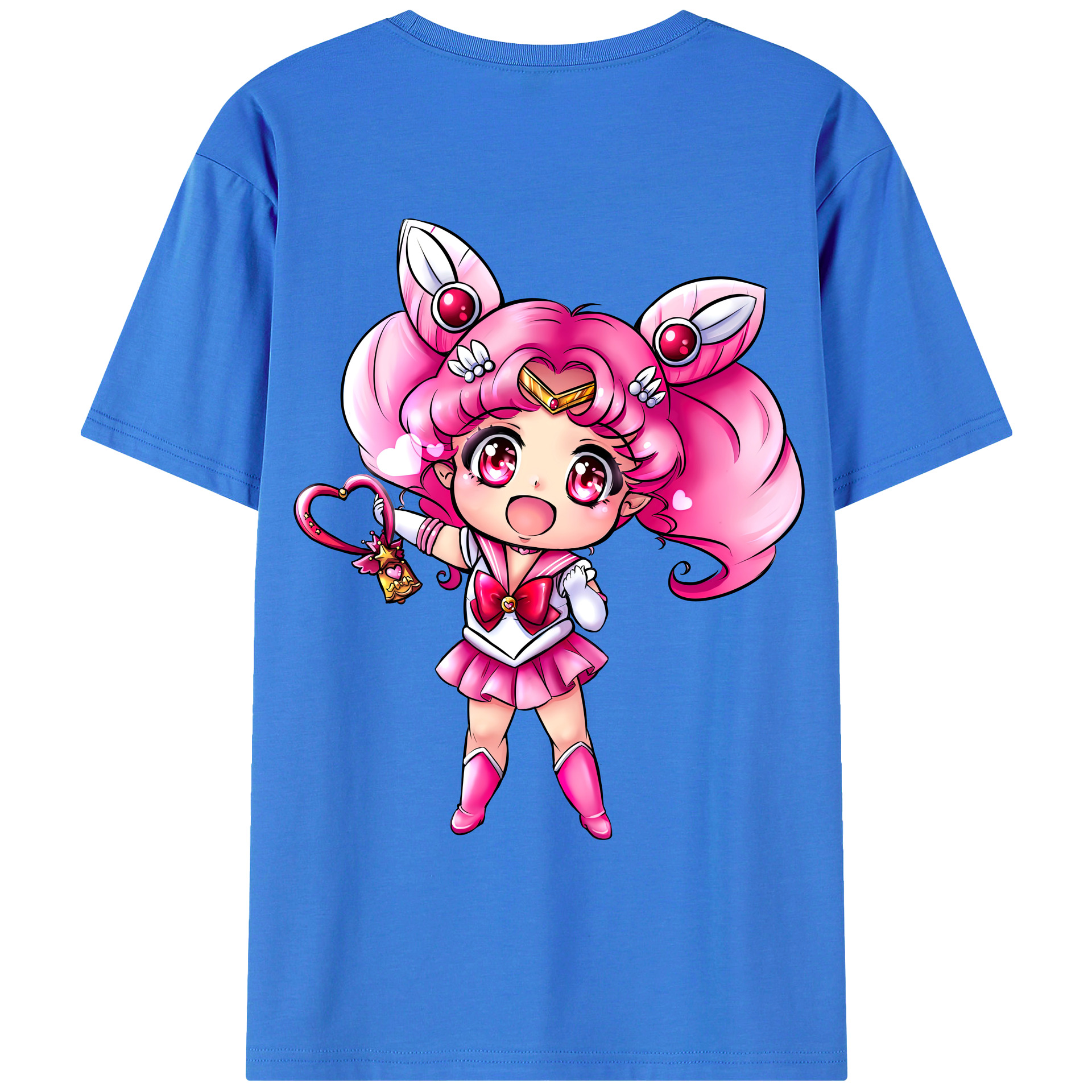 （画像用） 美少女戦士セーラームーン ちびうさ Sailor Moon Chibiusa Tsukino Usagi Small Lady Serenity 綿100％ メンズ半袖Tシャツ（バックプリント） 通気性