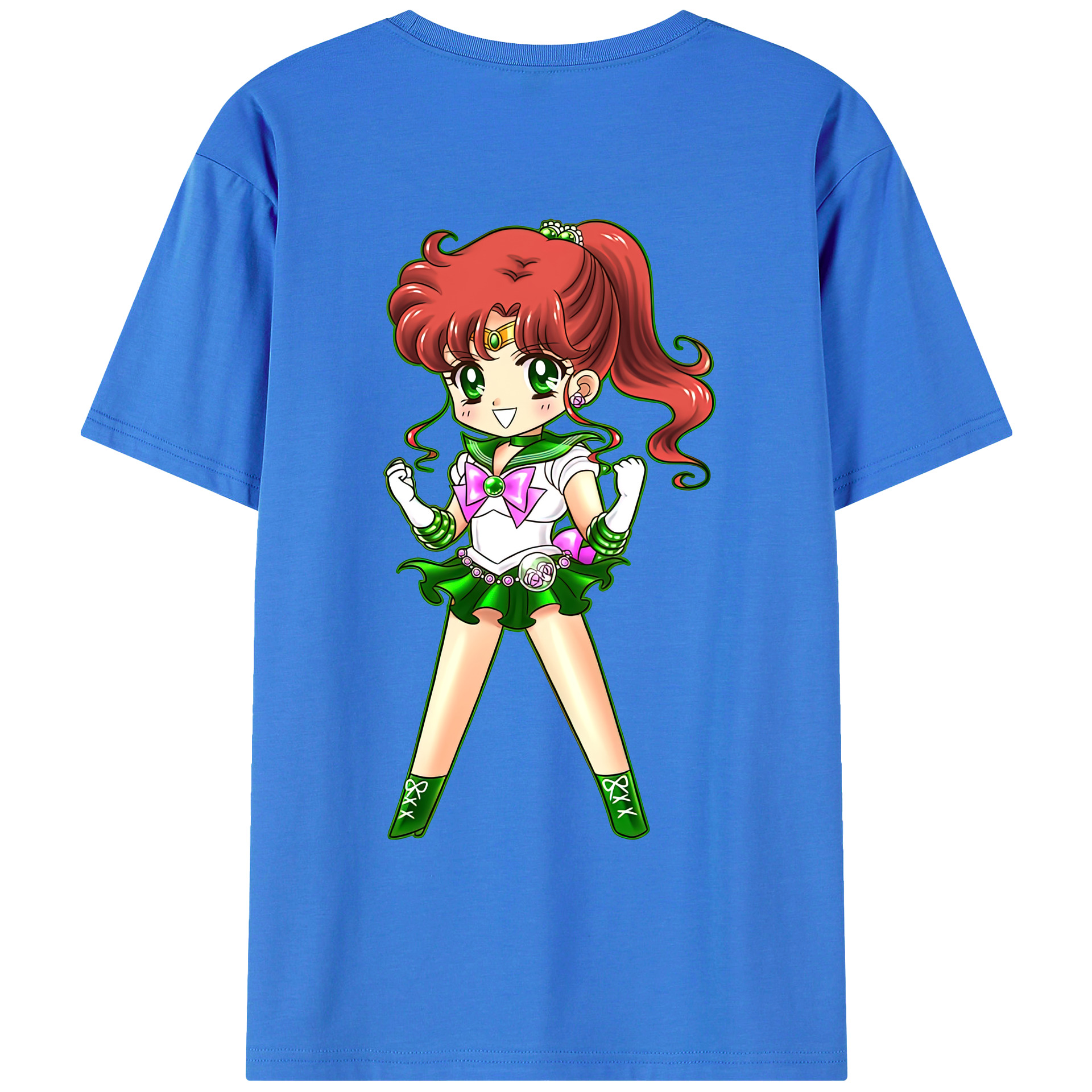 （画像用） 美少女戦士セーラームーン 木野 まこと きの まこと Sailor Moon Kino Makoto （セーラージュピター；Sailor Jupiter） 綿100％ メンズ半袖Tシャツ（バックプリント） 通気性