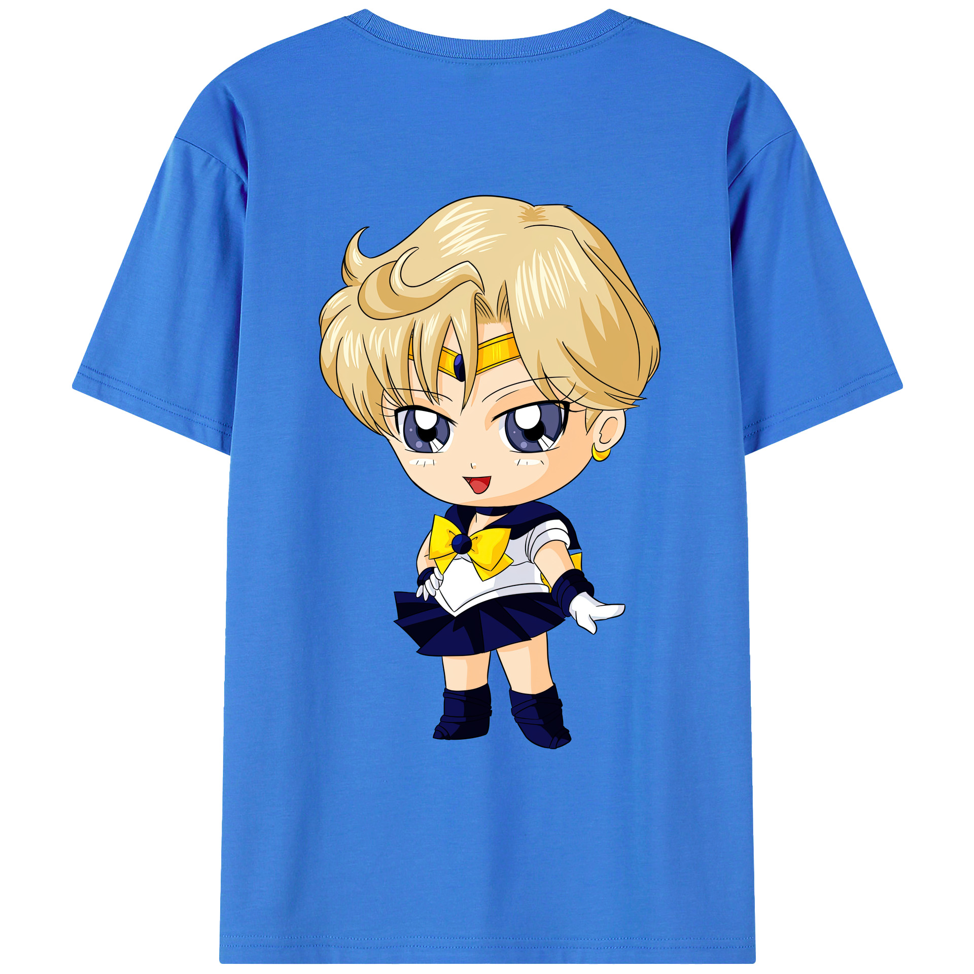 （画像用） 美少女戦士セーラームーン 天王はるか Sailor Moon Tenoh Haruka 綿100％ メンズ半袖Tシャツ（バックプリント） 通気性